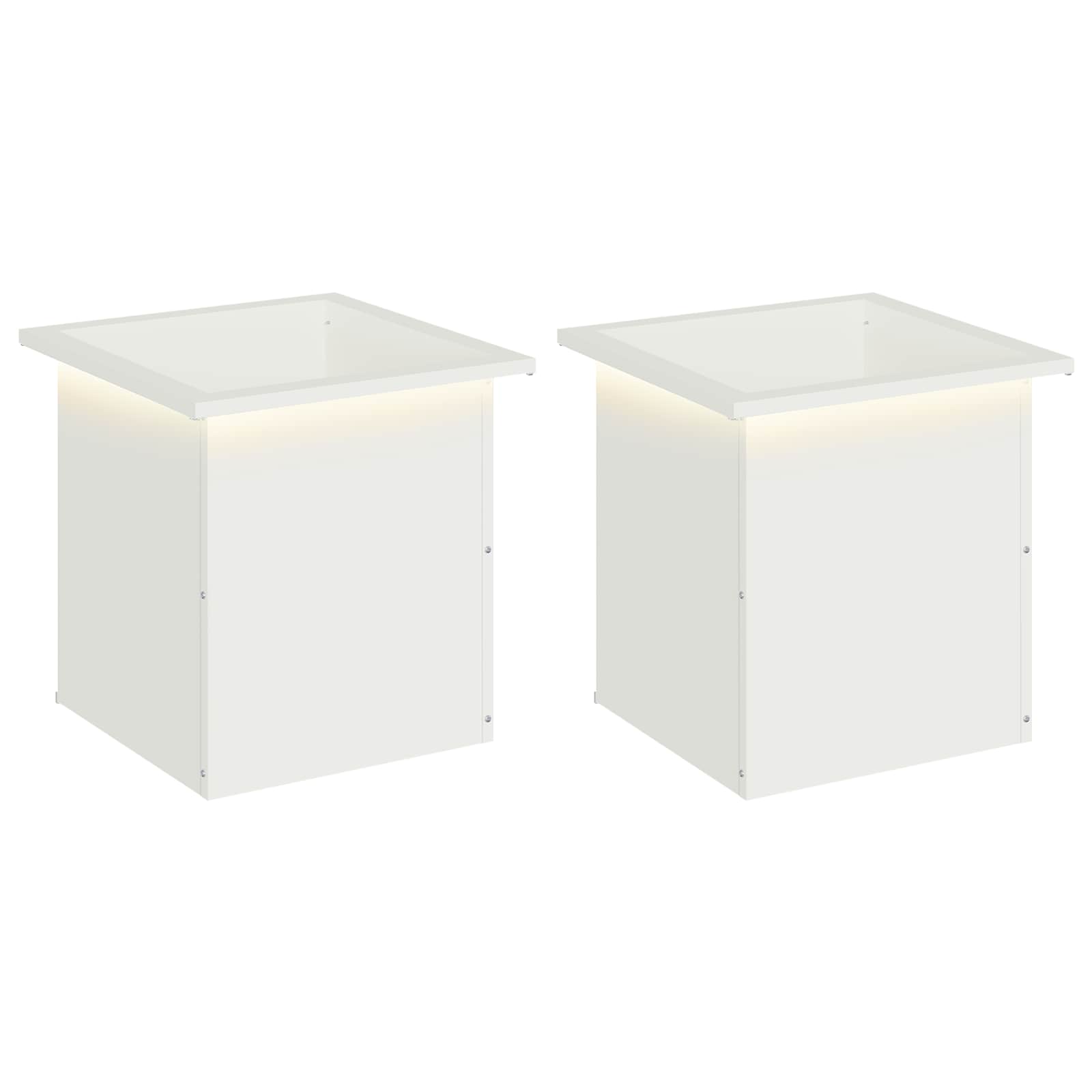 Fioriera da giardino con LED 2 pz Bianco 40 x 40 x 40 cm