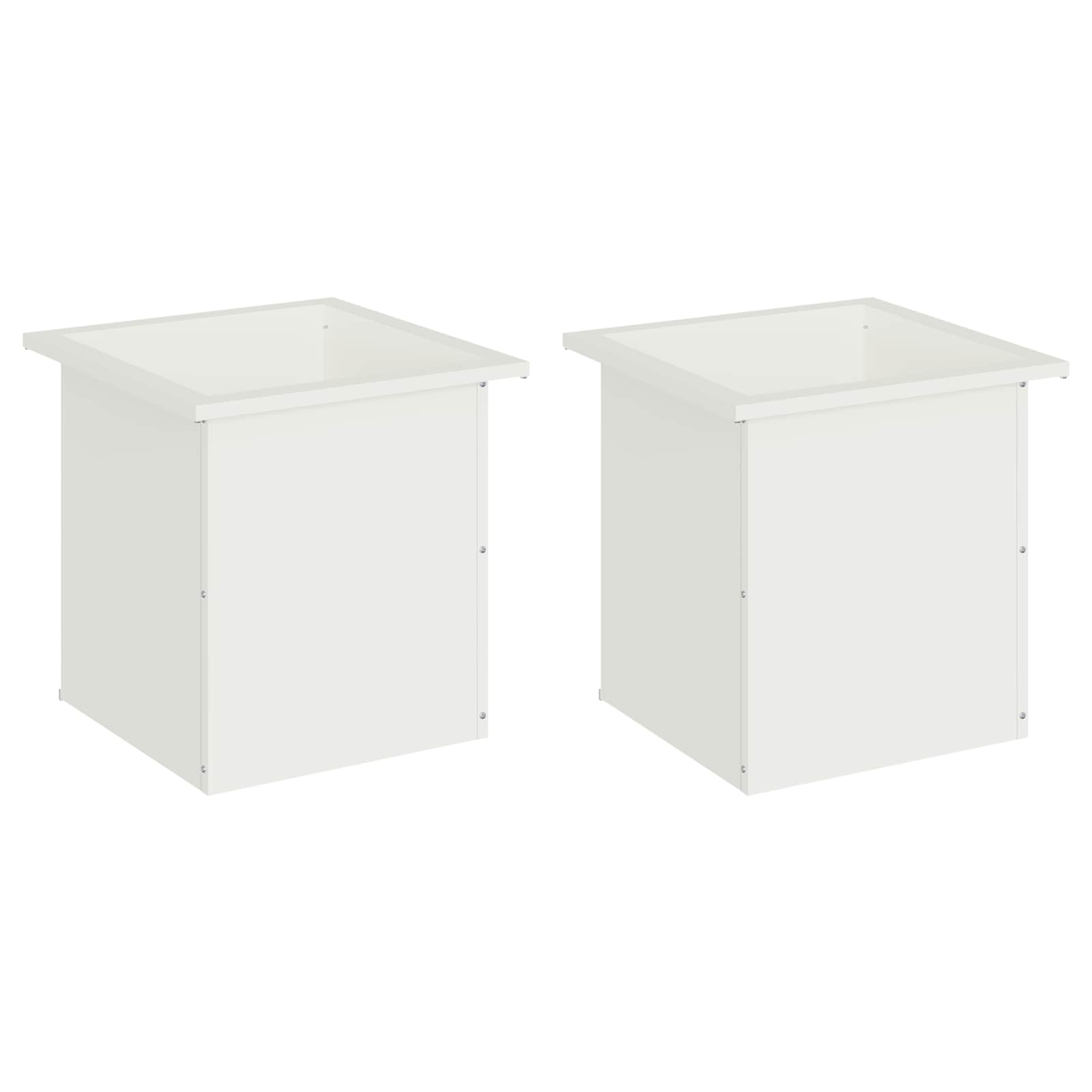 Fioriera da giardino con LED 2 pz Bianco 40 x 40 x 40 cm