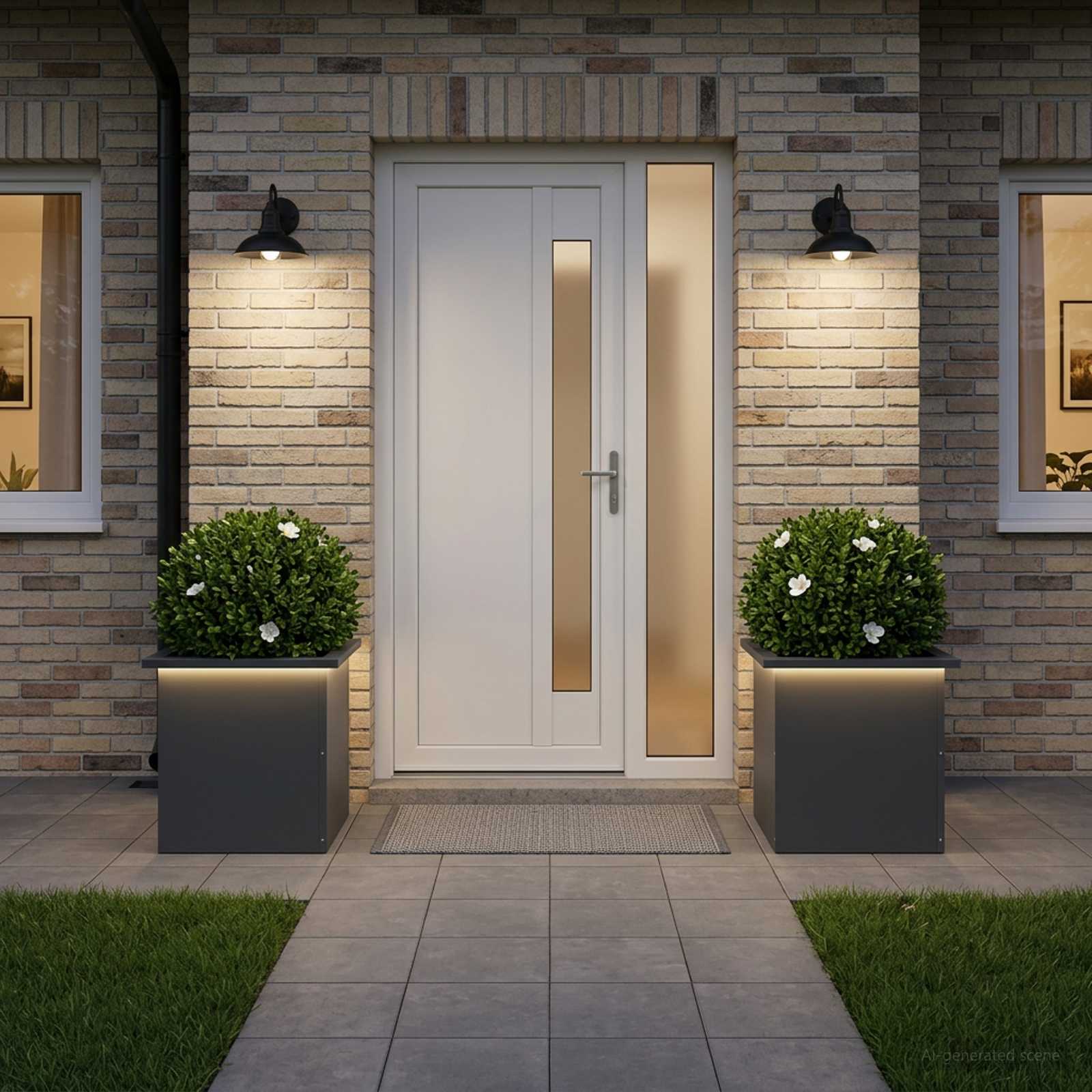 Fioriera da giardino con LED 2 pz Antracite 40 x 40 x 40 cm
