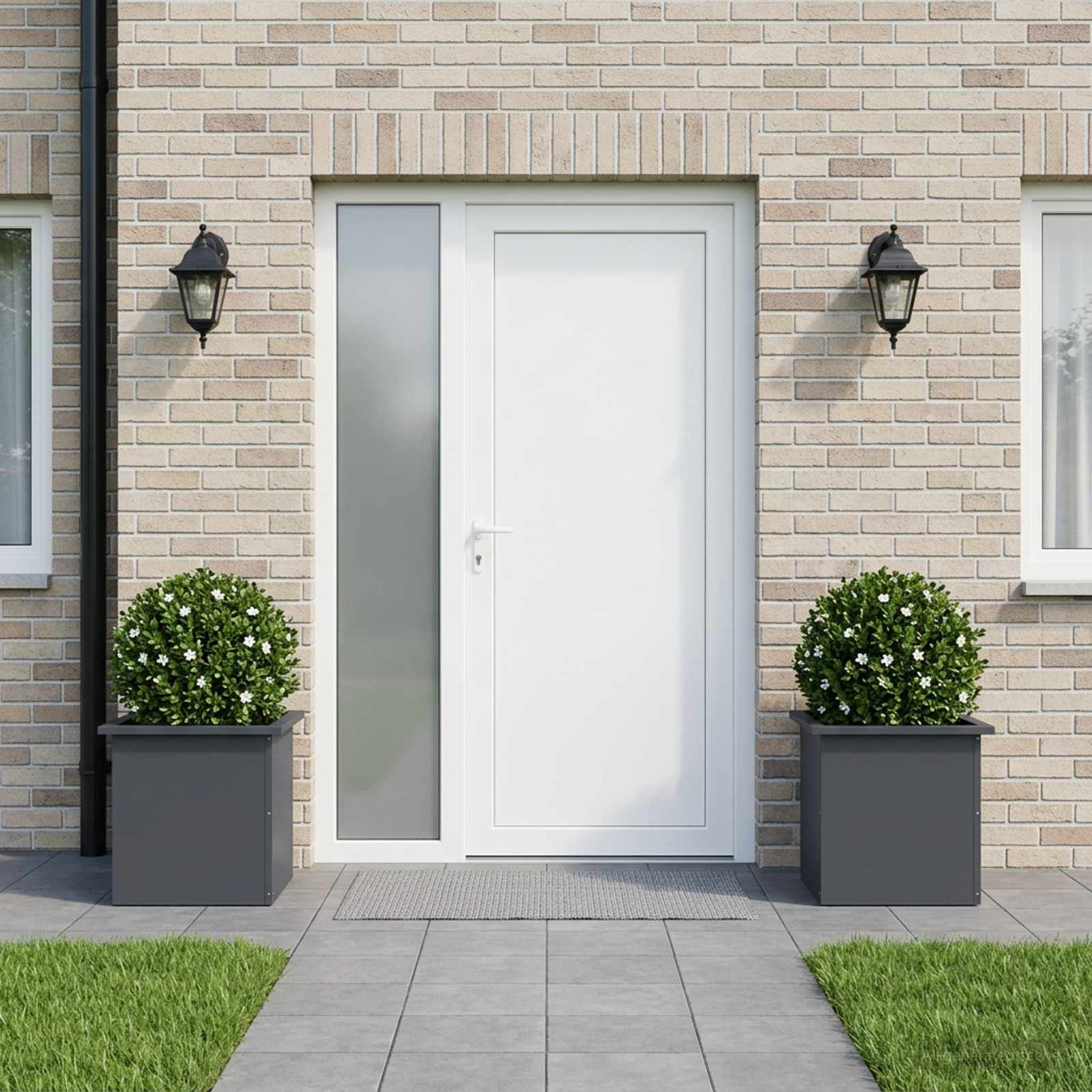 Fioriera da giardino con LED 2 pz Antracite 40 x 40 x 40 cm