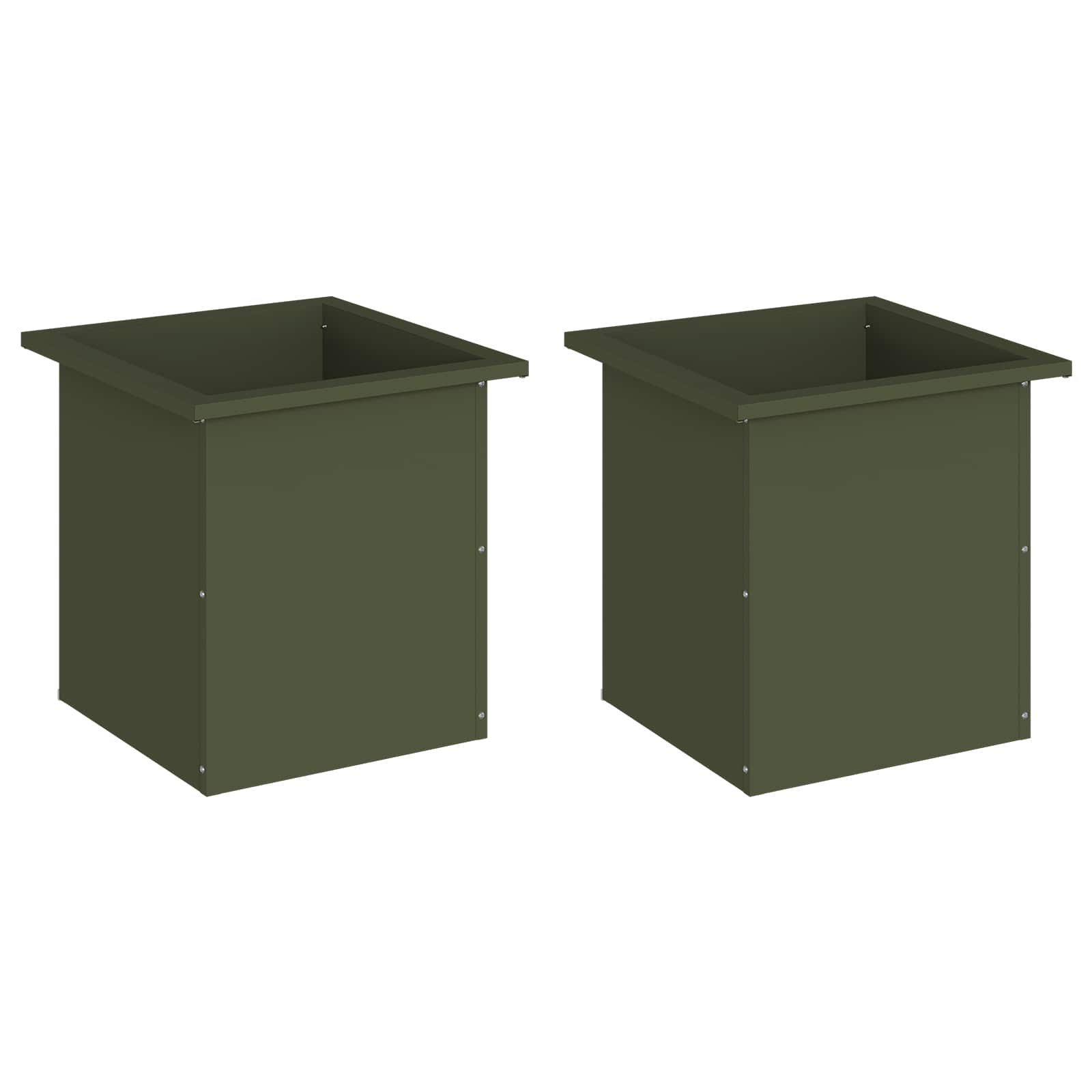 Fioriera da giardino con LED 2 pz Verde Oliva 40 x 40 x 40 cm