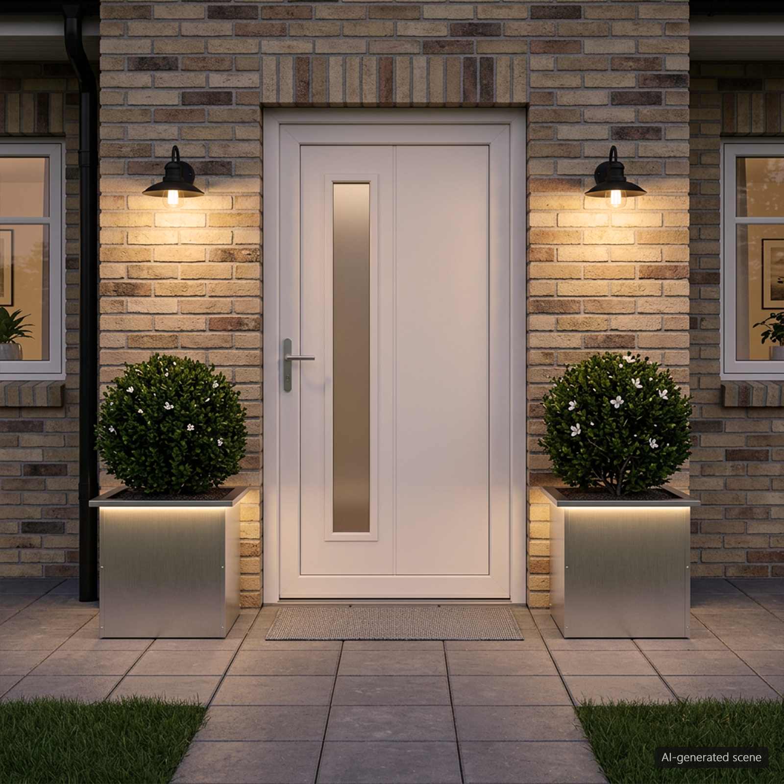 Fioriera da giardino con LED 2 pz Argento 40 x 40 x 40 cm