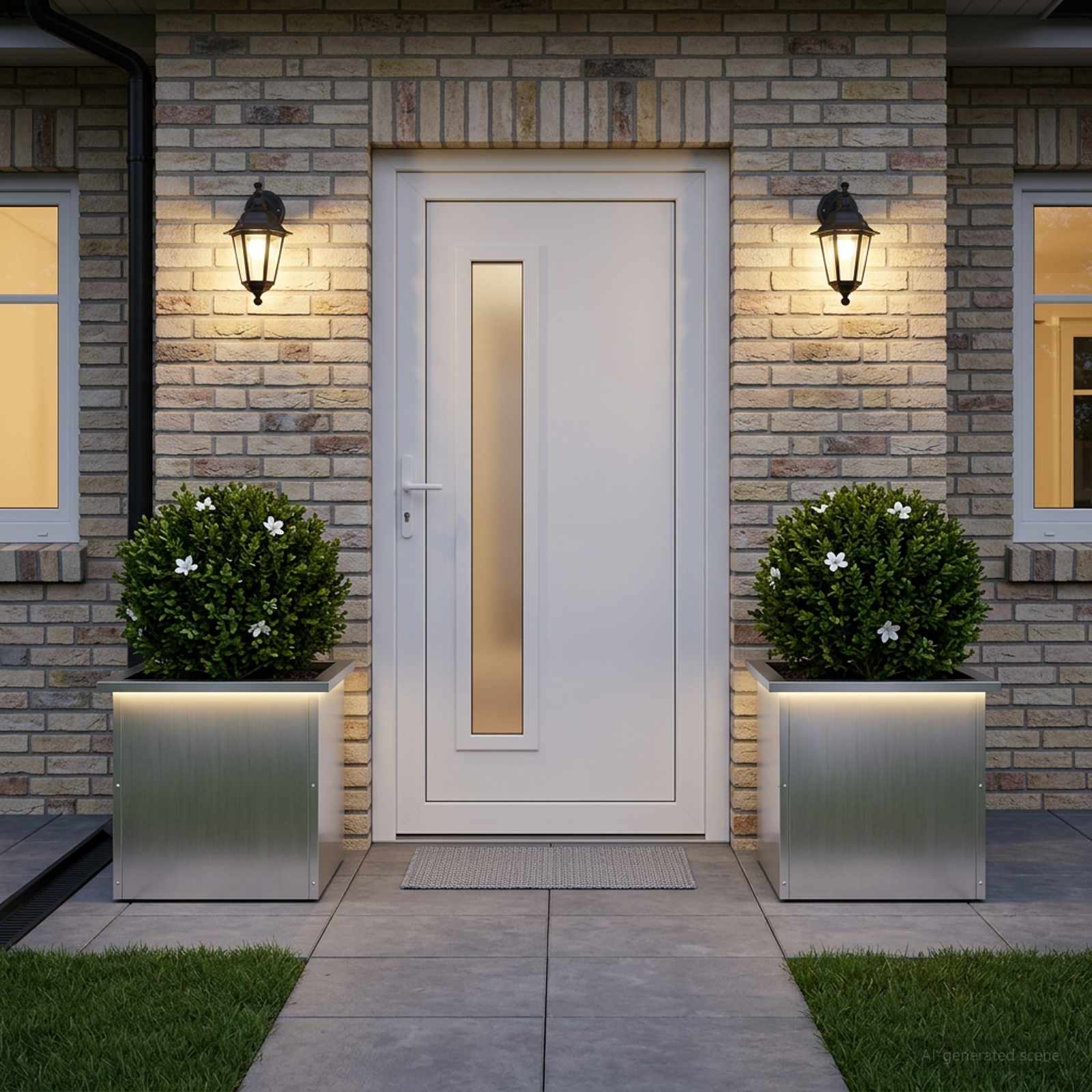 Fioriera da giardino con LED 2 pz Argento 40 x 40 x 40 cm