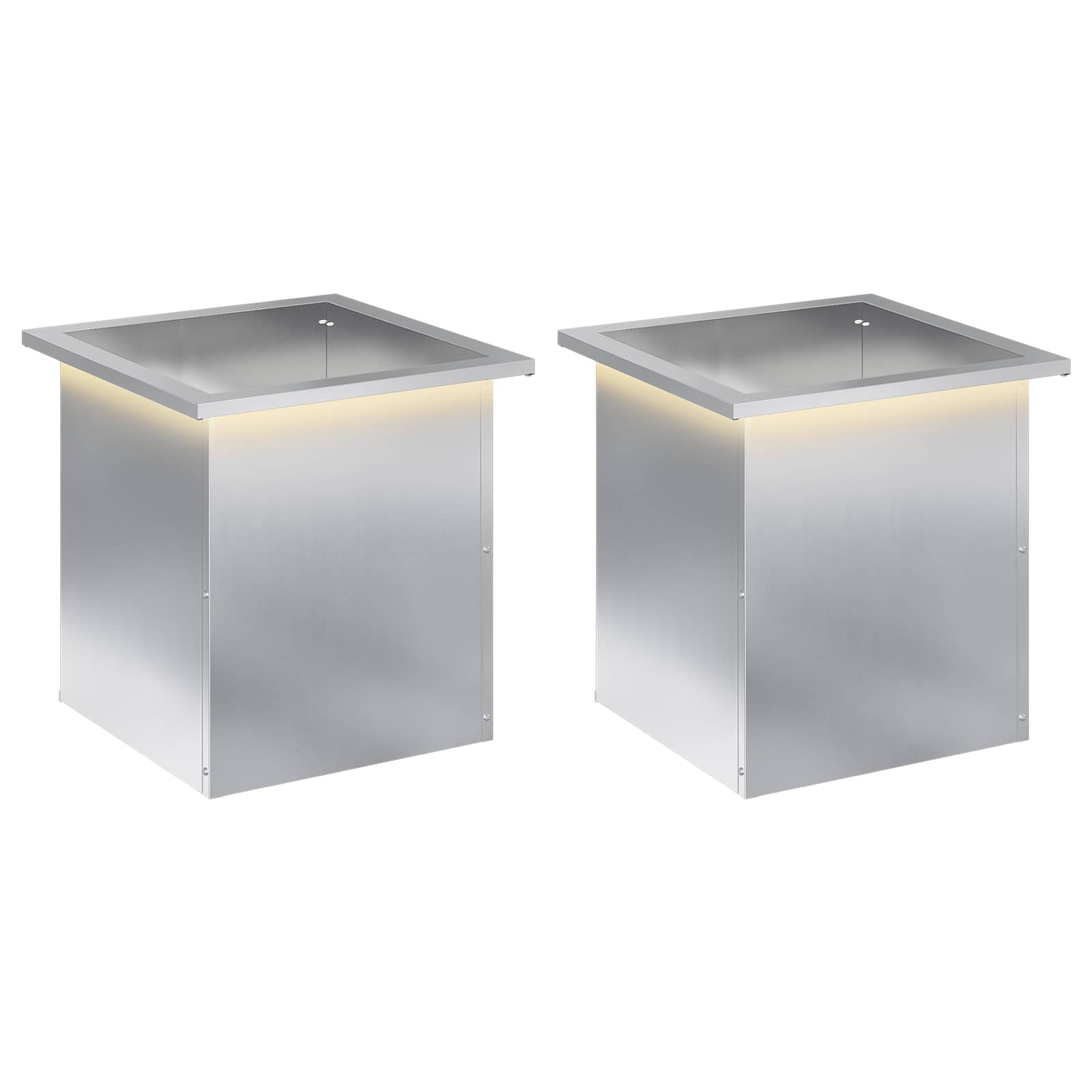 Fioriera da giardino con LED 2 pz Argento 40 x 40 x 40 cm