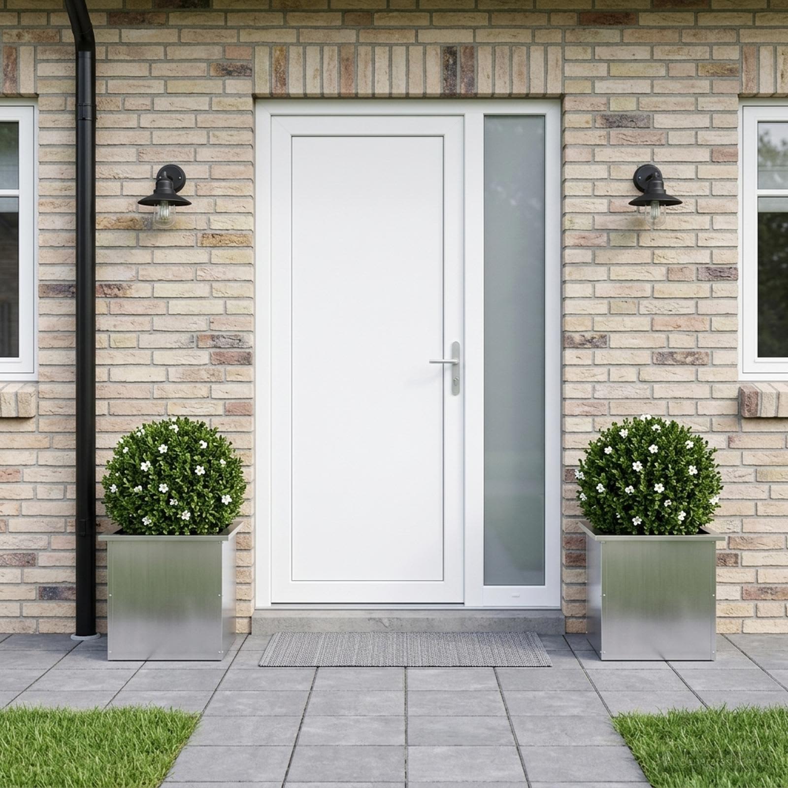 Fioriera da giardino con LED 2 pz Argento 40 x 40 x 40 cm