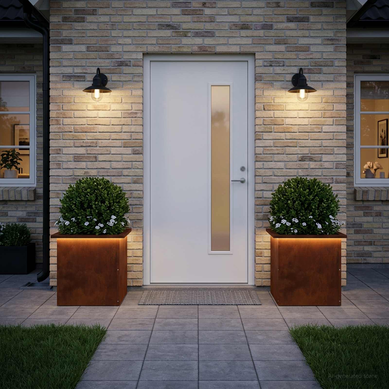 Fioriera da giardino con LED 2 pz Ruggine 40 x 40 x 40 cm