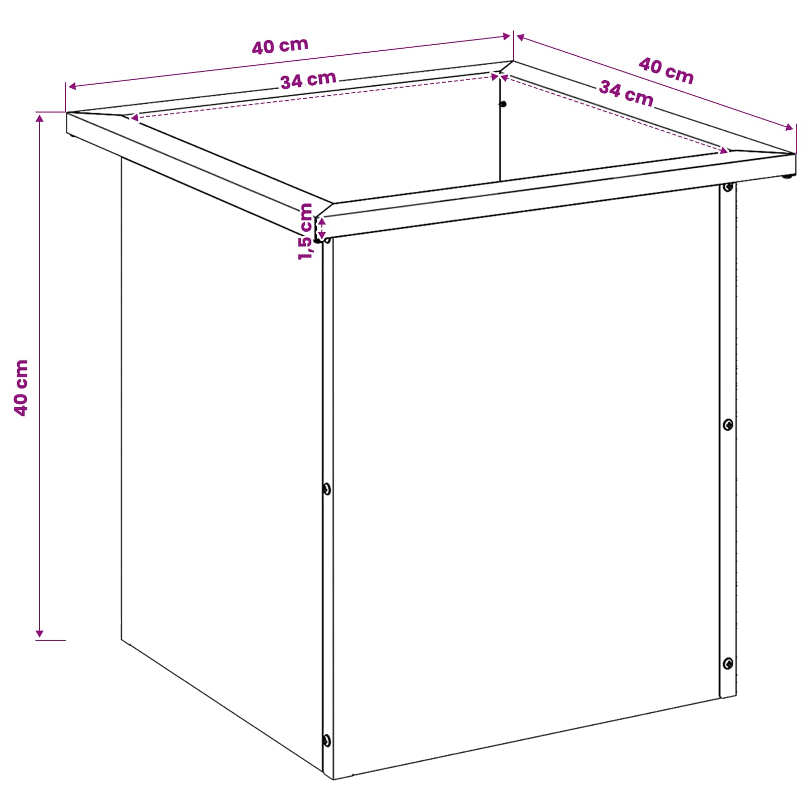 Fioriera da giardino con LED 2 pz Ruggine 40 x 40 x 40 cm