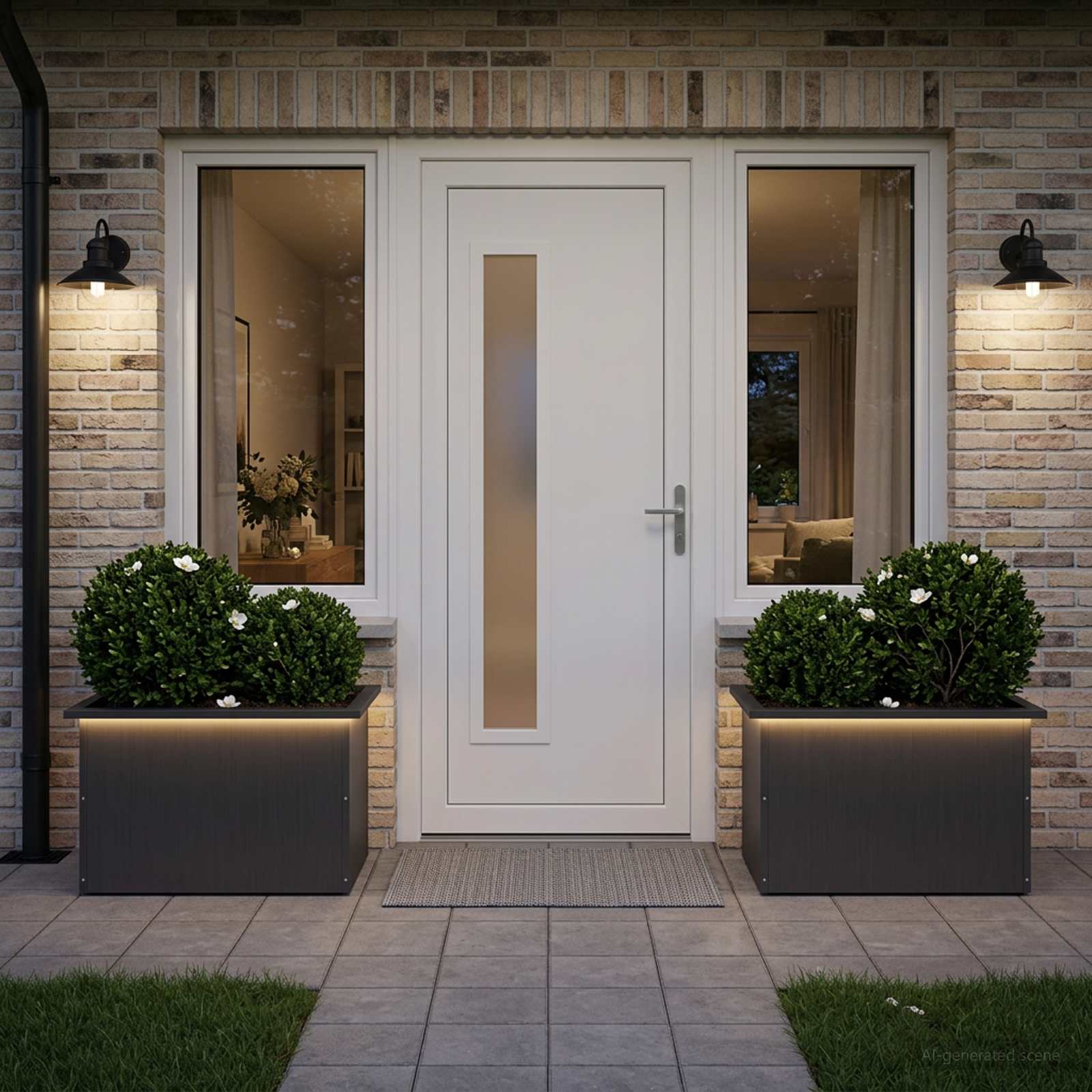 Fioriera da giardino con LED 2 pz Nero 40 x 60 x 40 cm Acciaio