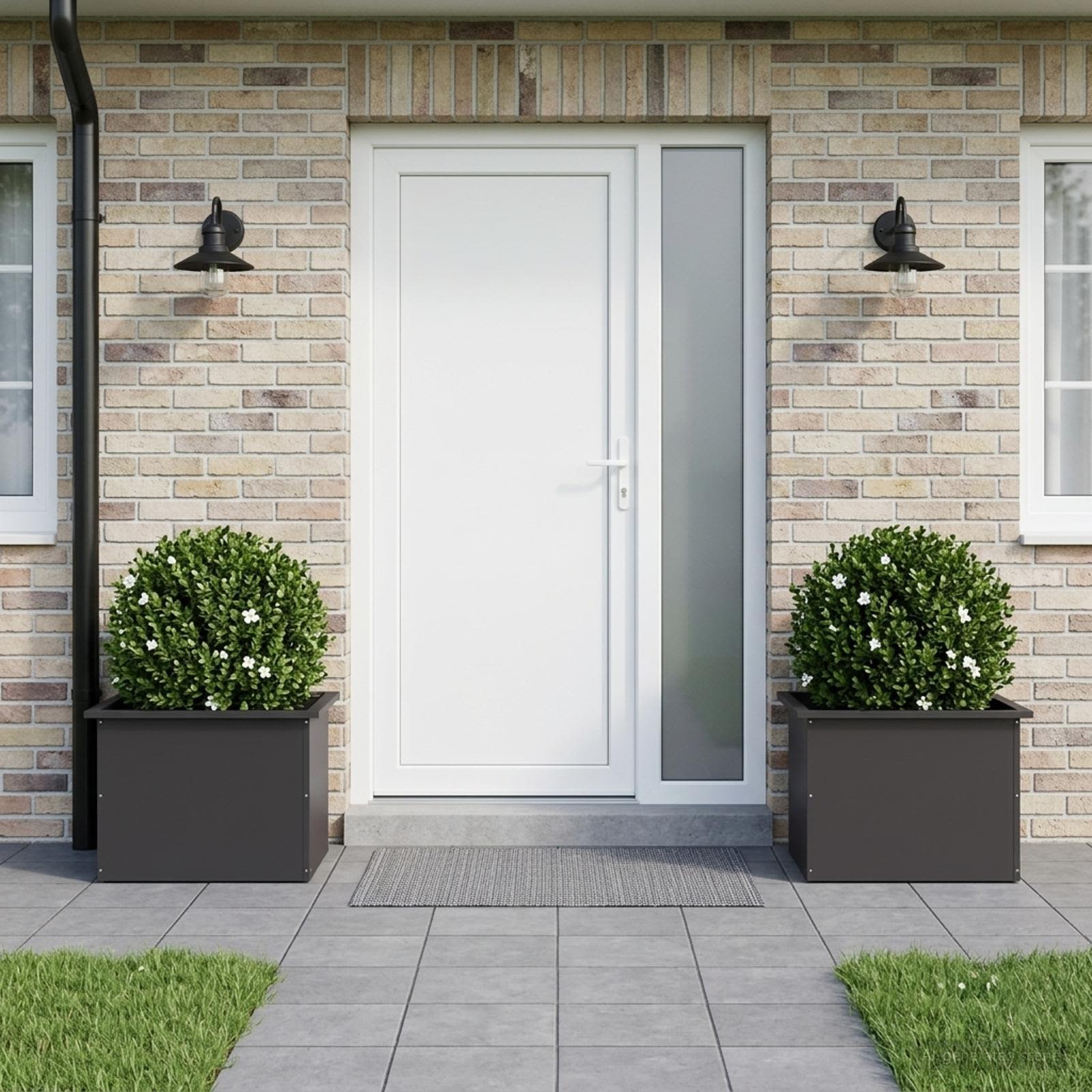Fioriera da giardino con LED 2 pz Nero 40 x 60 x 40 cm Acciaio