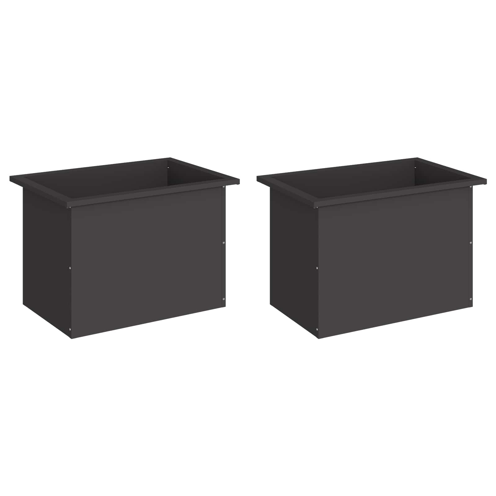 Fioriera da giardino con LED 2 pz Nero 40 x 60 x 40 cm Acciaio
