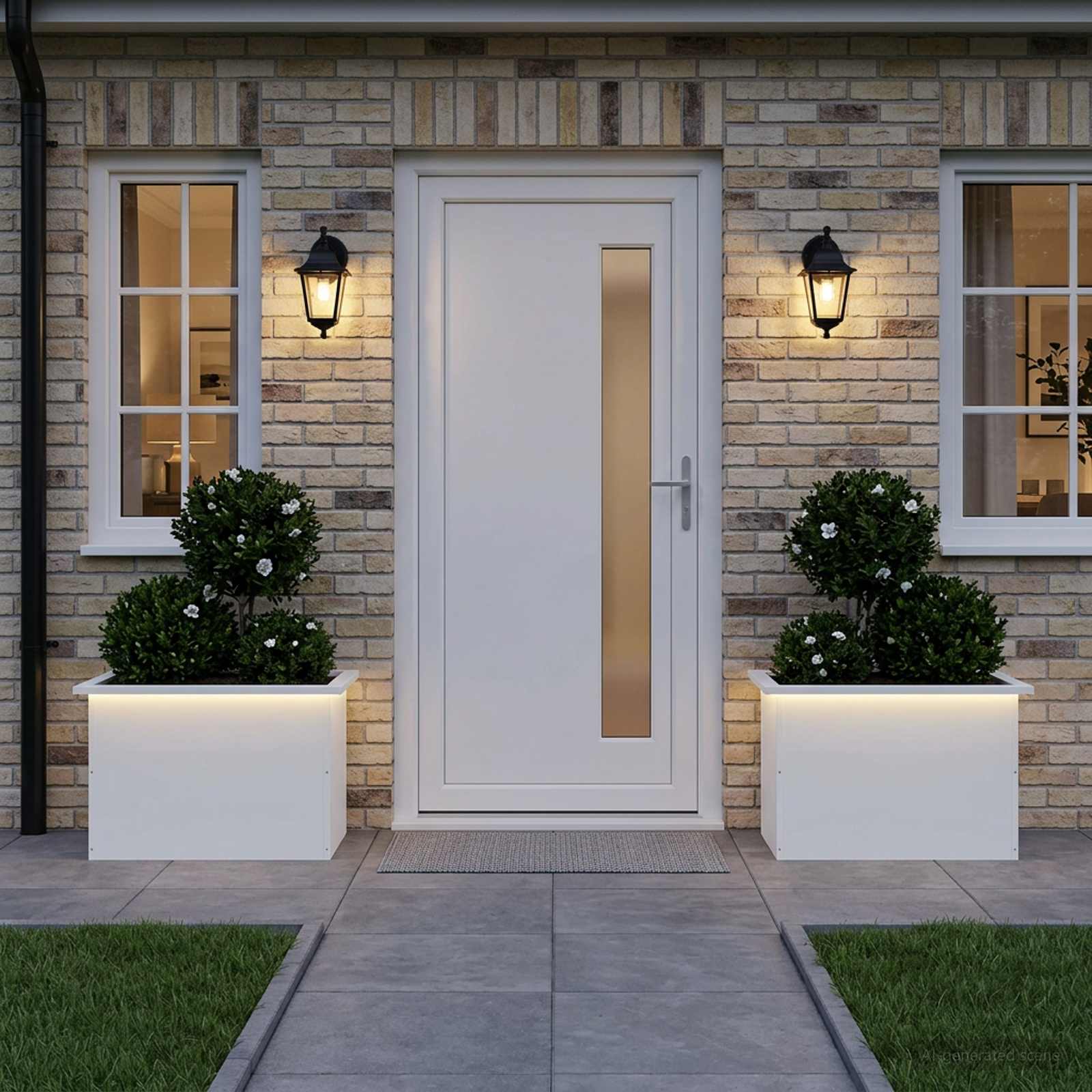 Fioriera da giardino con LED 2 pz Bianco 40 x 60 x 40 cm