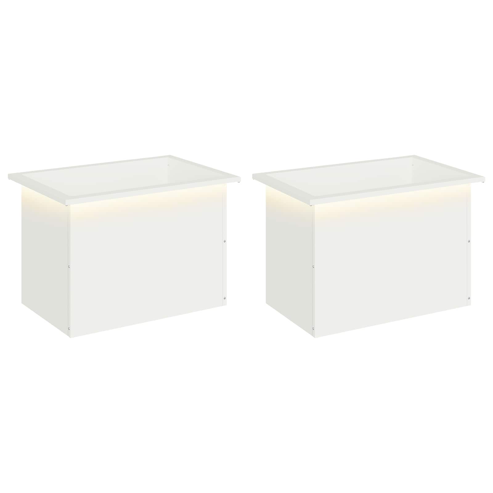 Fioriera da giardino con LED 2 pz Bianco 40 x 60 x 40 cm