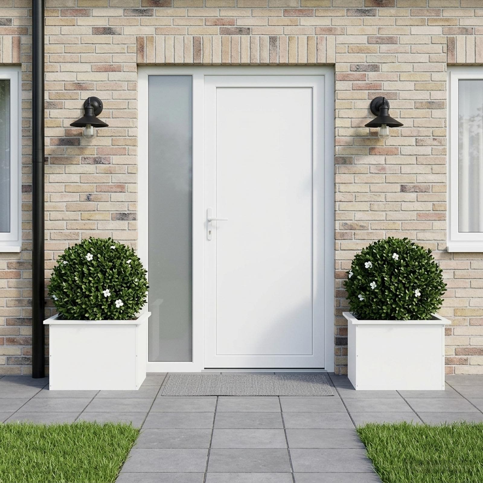Fioriera da giardino con LED 2 pz Bianco 40 x 60 x 40 cm