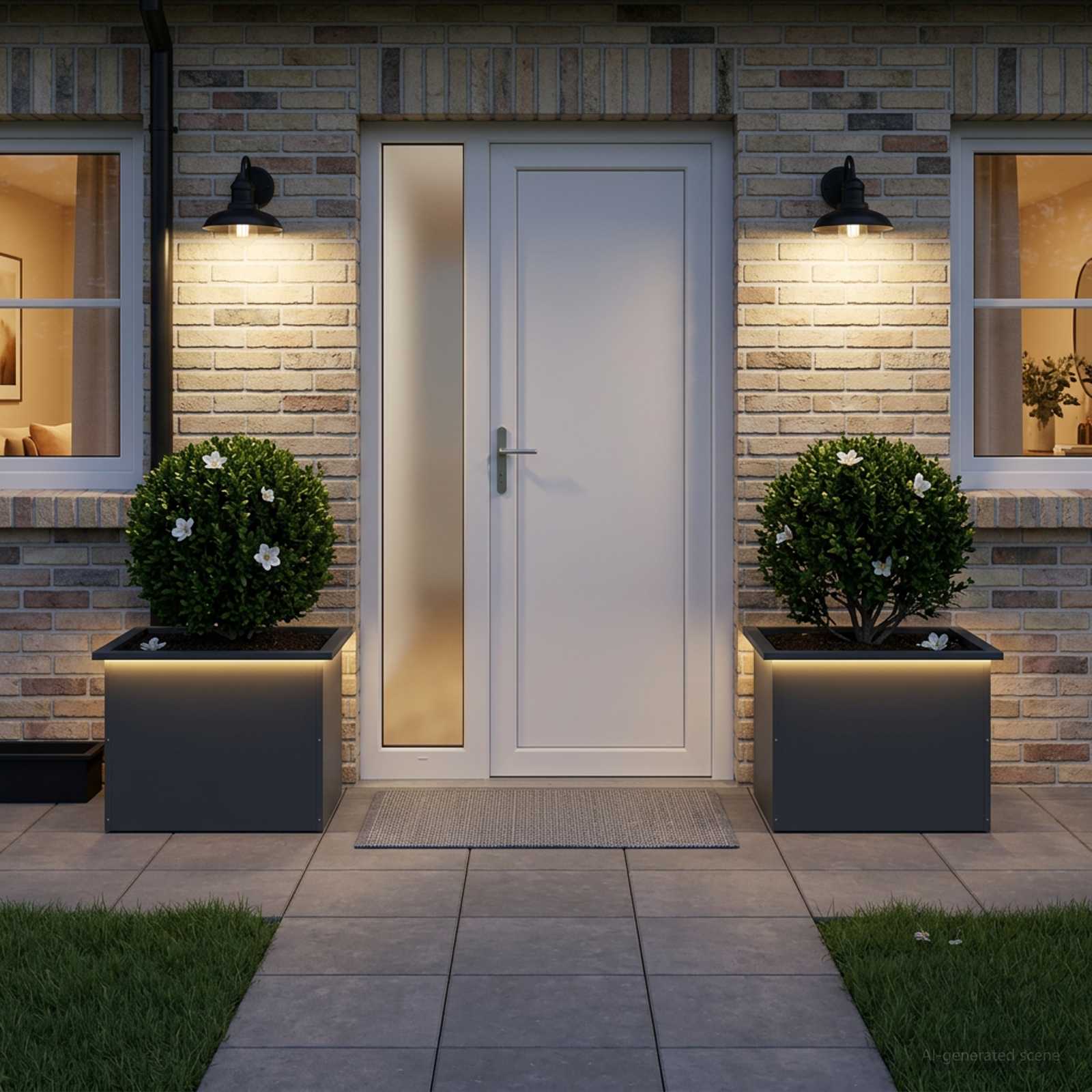 Fioriera da giardino con LED 2 pz Antracite 40 x 60 x 40 cm