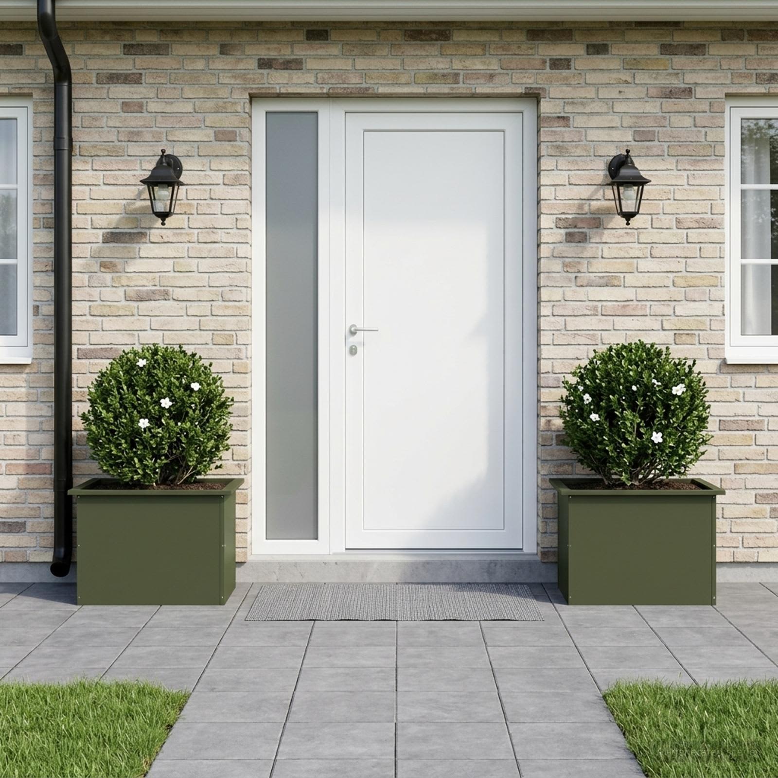 Fioriera da giardino con LED 2 pz Verde Oliva 40 x 60 x 40 cm