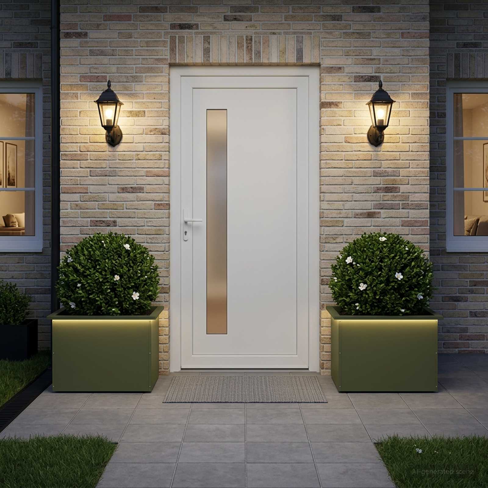 Fioriera da giardino con LED 2 pz Verde Oliva 40 x 60 x 40 cm