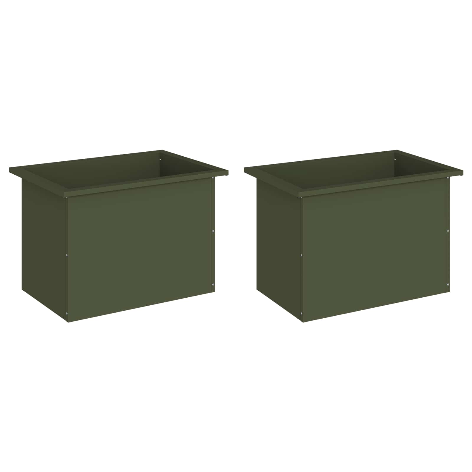 Fioriera da giardino con LED 2 pz Verde Oliva 40 x 60 x 40 cm