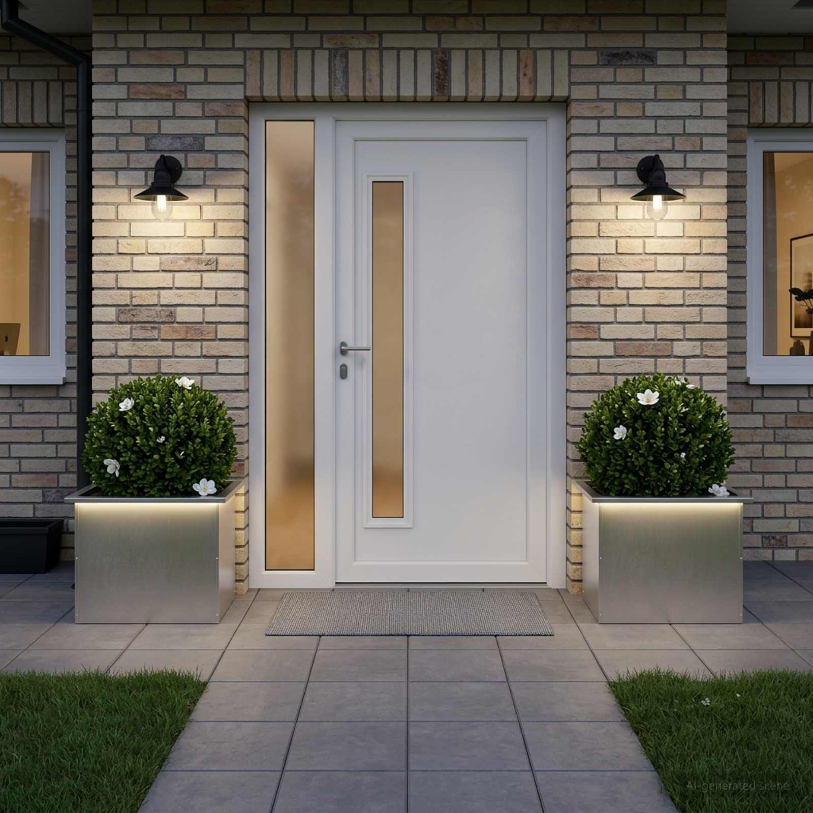 Fioriera da giardino con LED 2 pz Argento 40 x 60 x 40 cm