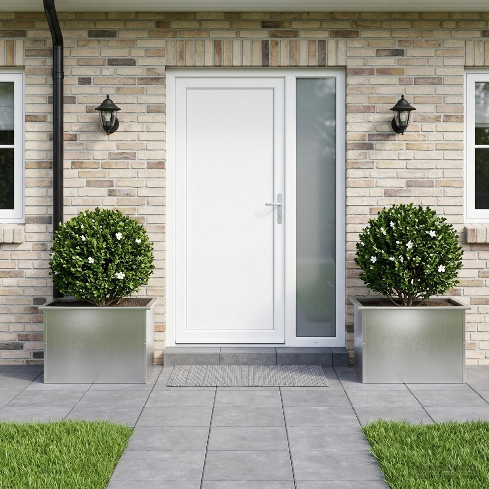 Fioriera da giardino con LED 2 pz Argento 40 x 60 x 40 cm