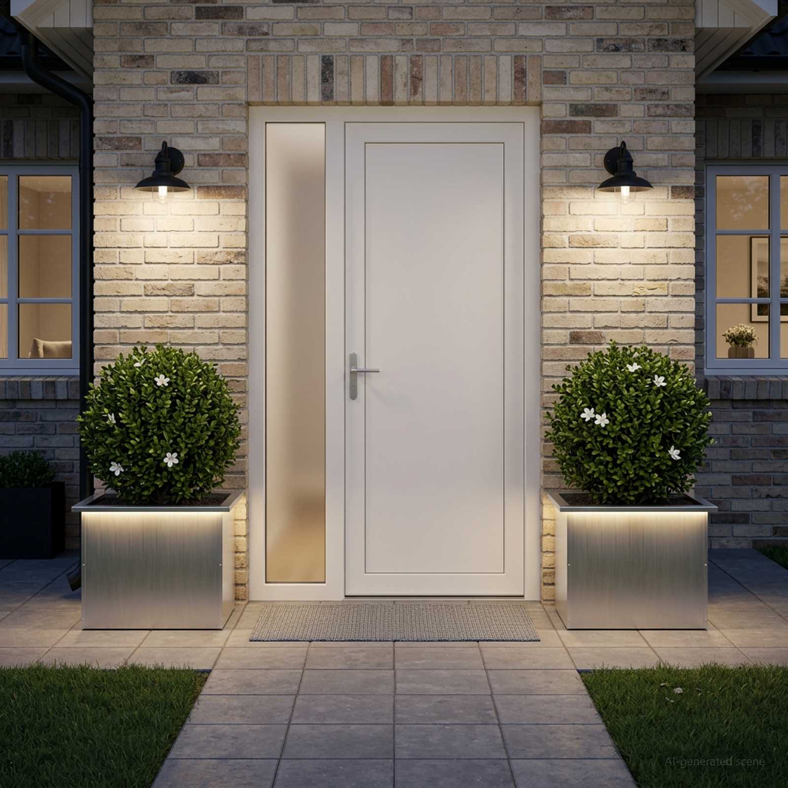 Fioriera da giardino con LED 2 pz Argento 40 x 60 x 40 cm