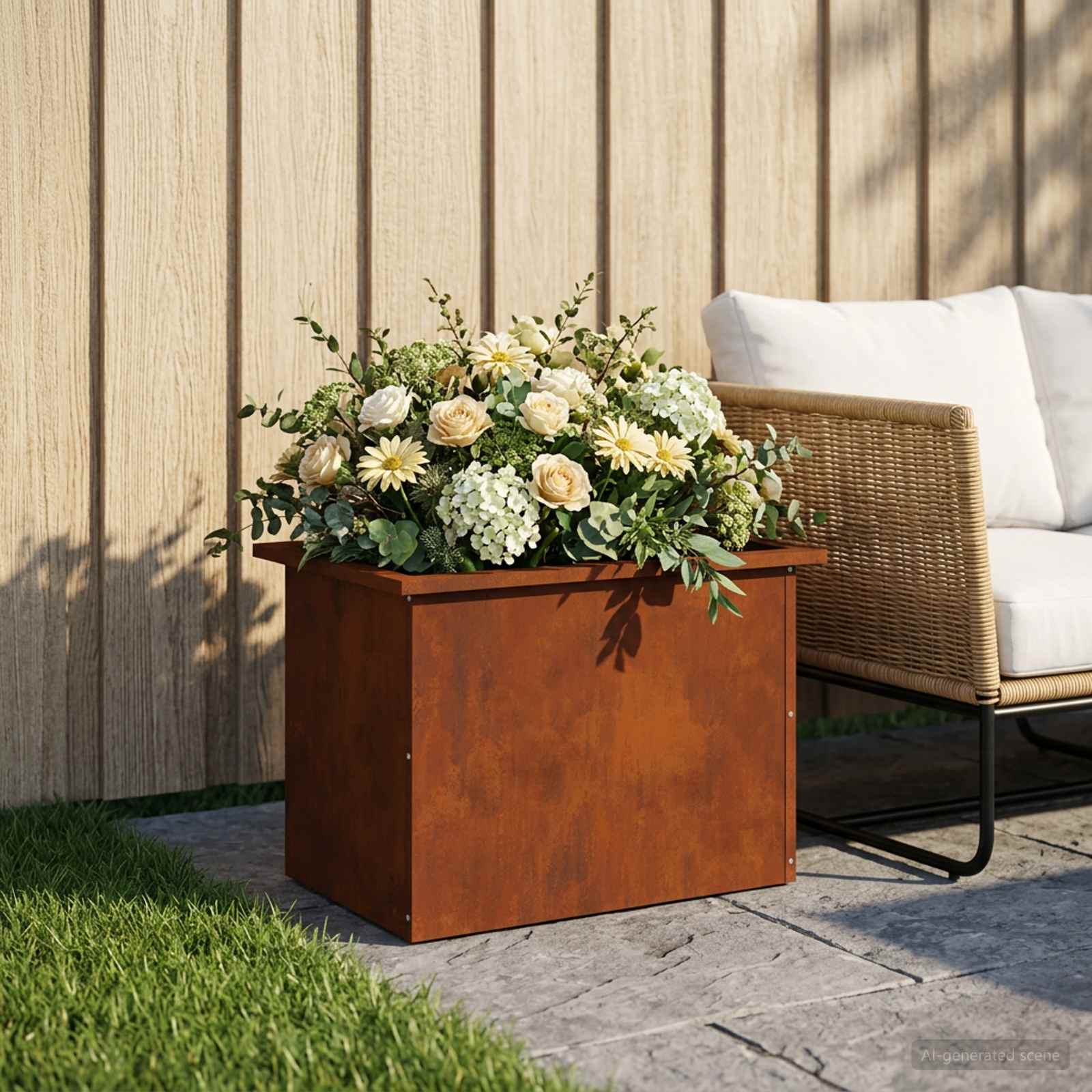 Fioriera da giardino con LED Ruggine 40 x 60 x 40 cm