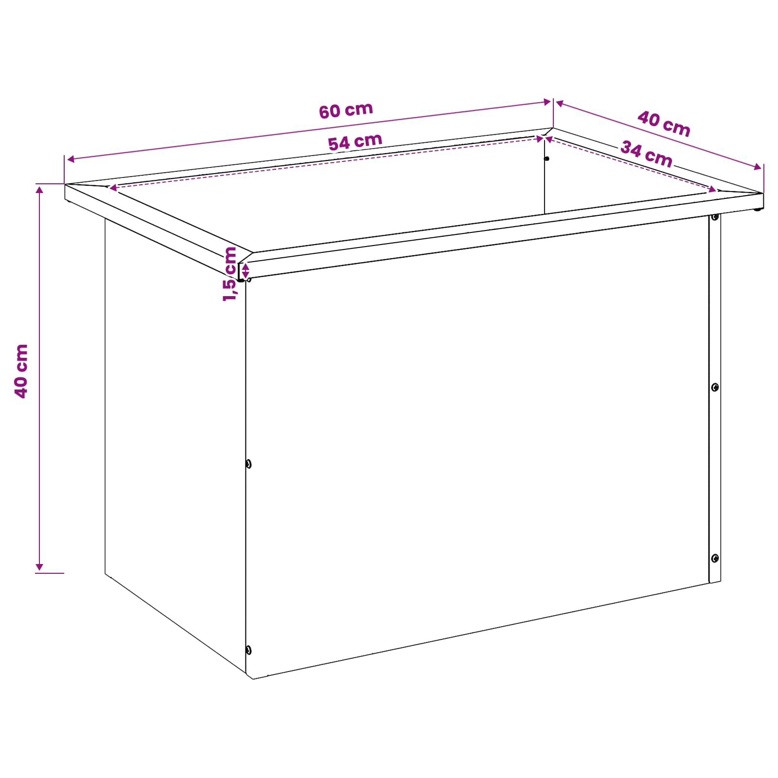 Fioriera da giardino con LED Ruggine 40 x 60 x 40 cm