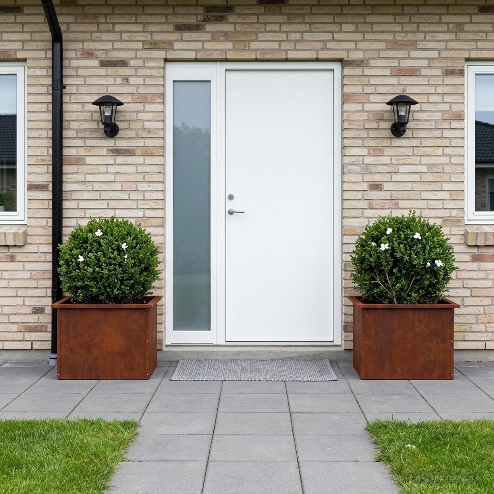 Fioriera da giardino con LED 2 pz Ruggine 40 x 60 x 40 cm