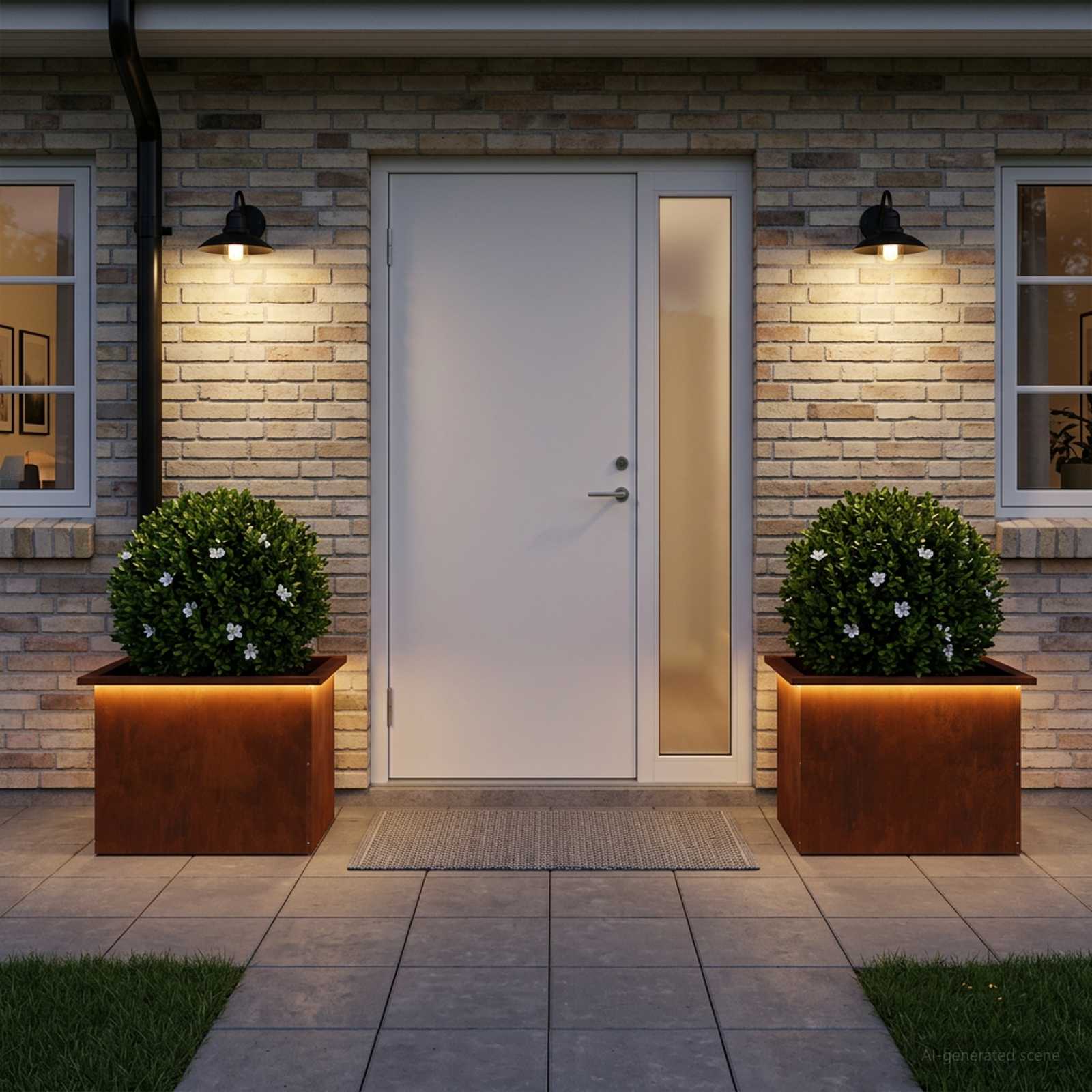 Fioriera da giardino con LED 2 pz Ruggine 40 x 60 x 40 cm