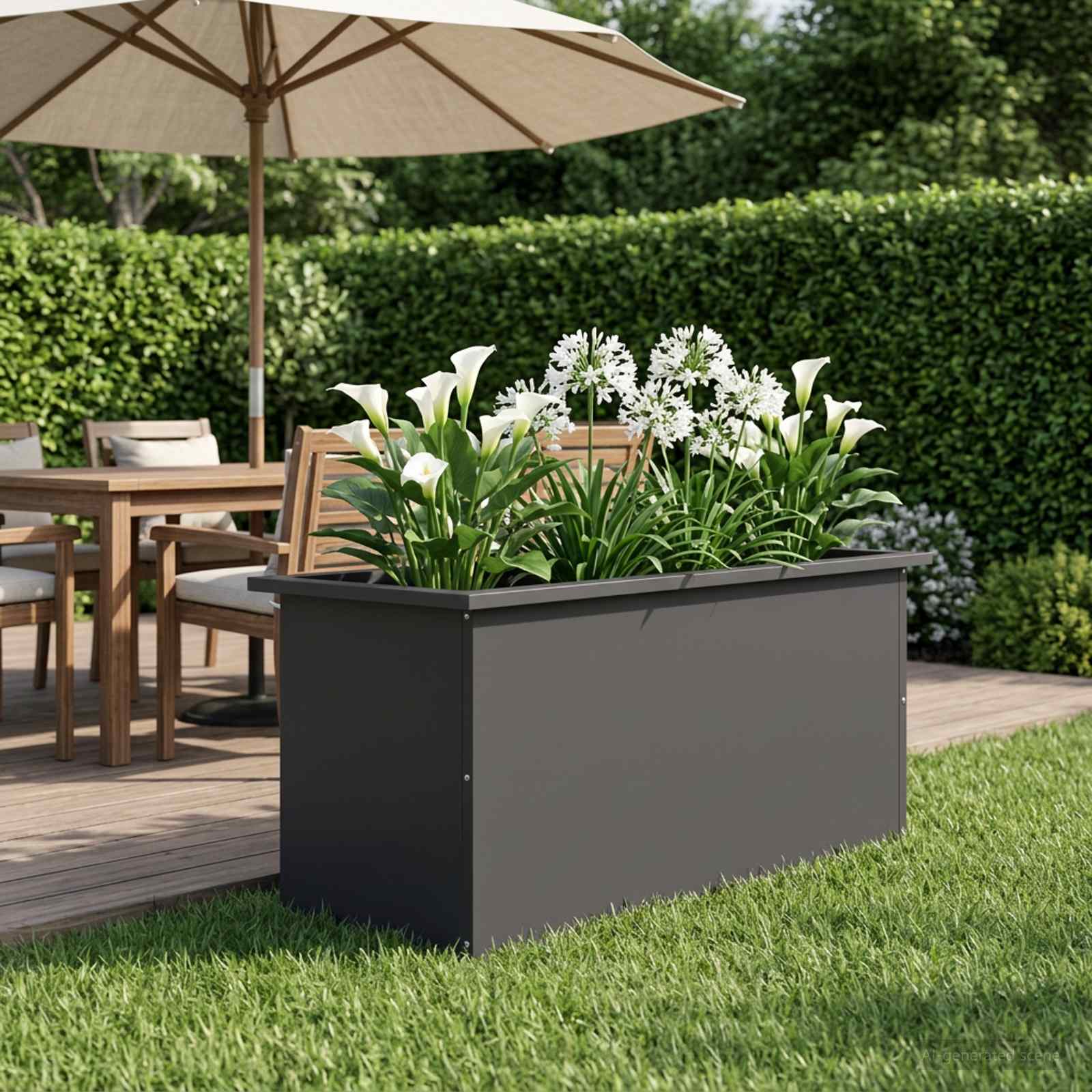 Fioriera da giardino con LED Nero 40 x 80 x 40 cm Acciaio