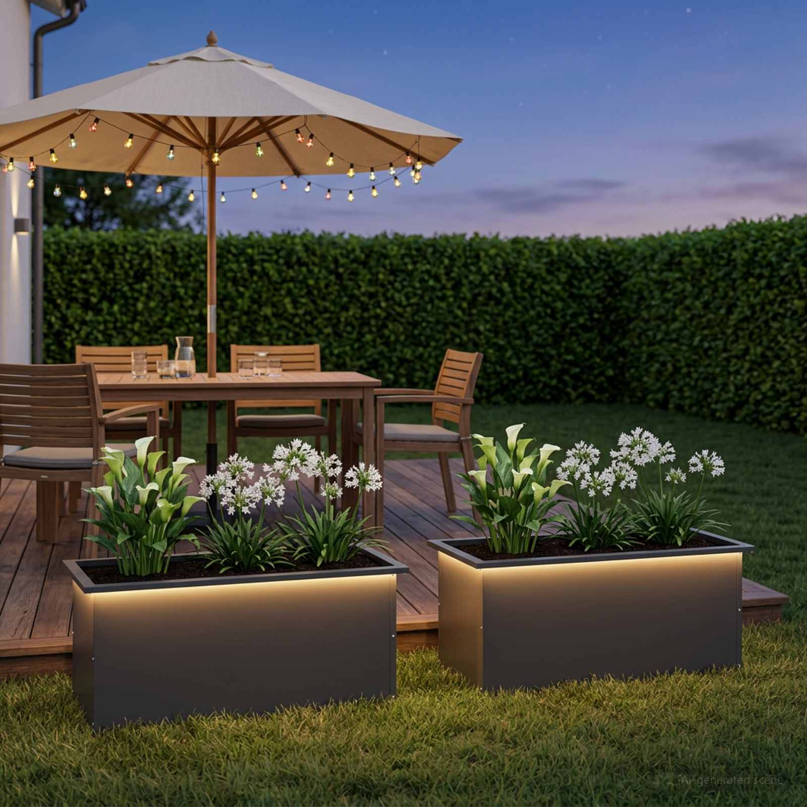 Fioriera da giardino con LED 2 pz Nero 40 x 80 x 40 cm Acciaio