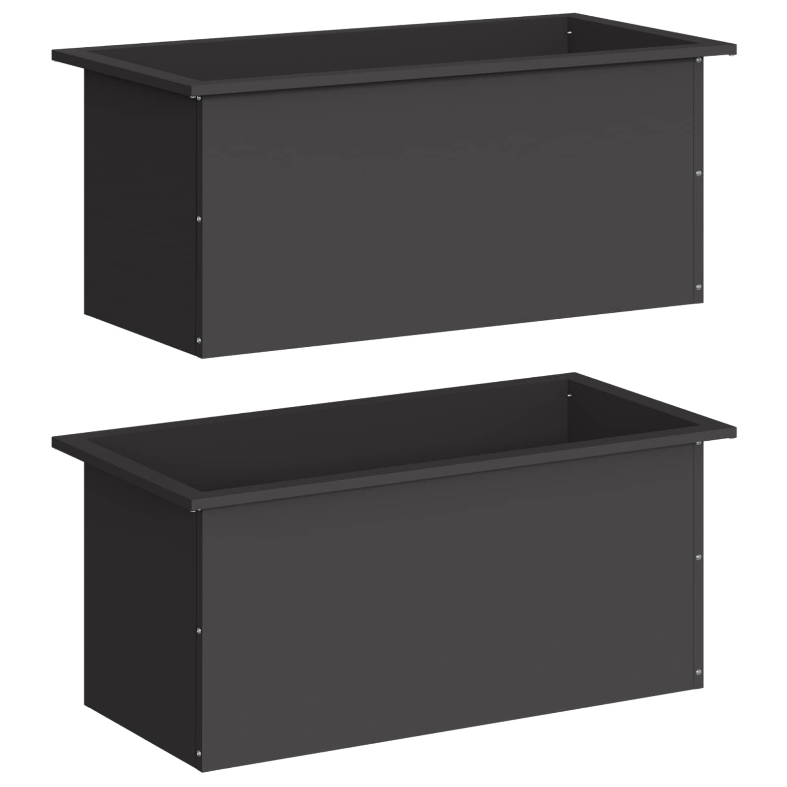 Fioriera da giardino con LED 2 pz Nero 40 x 80 x 40 cm Acciaio