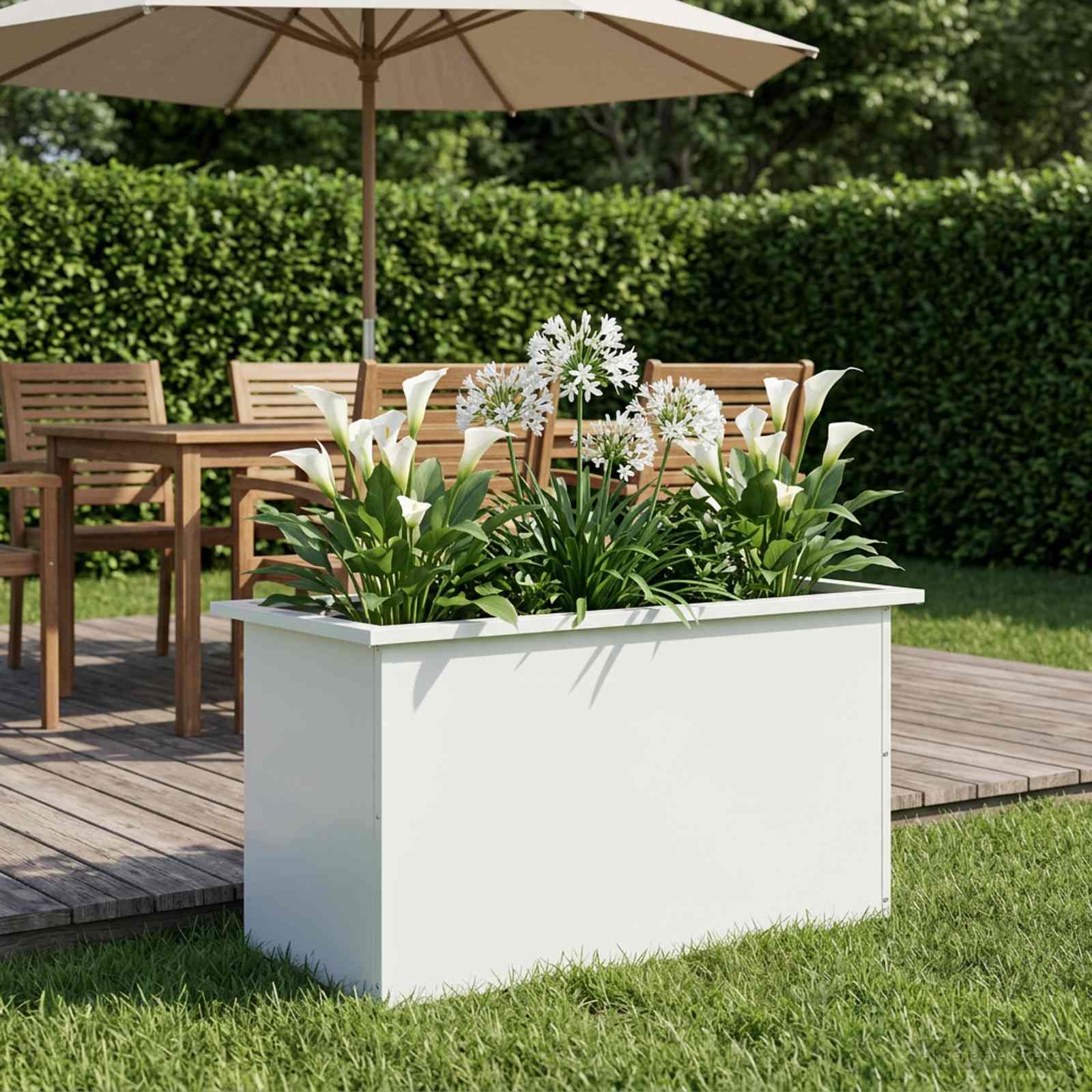 Fioriera da giardino con LED Bianco 40 x 80 x 40 cm Acciaio