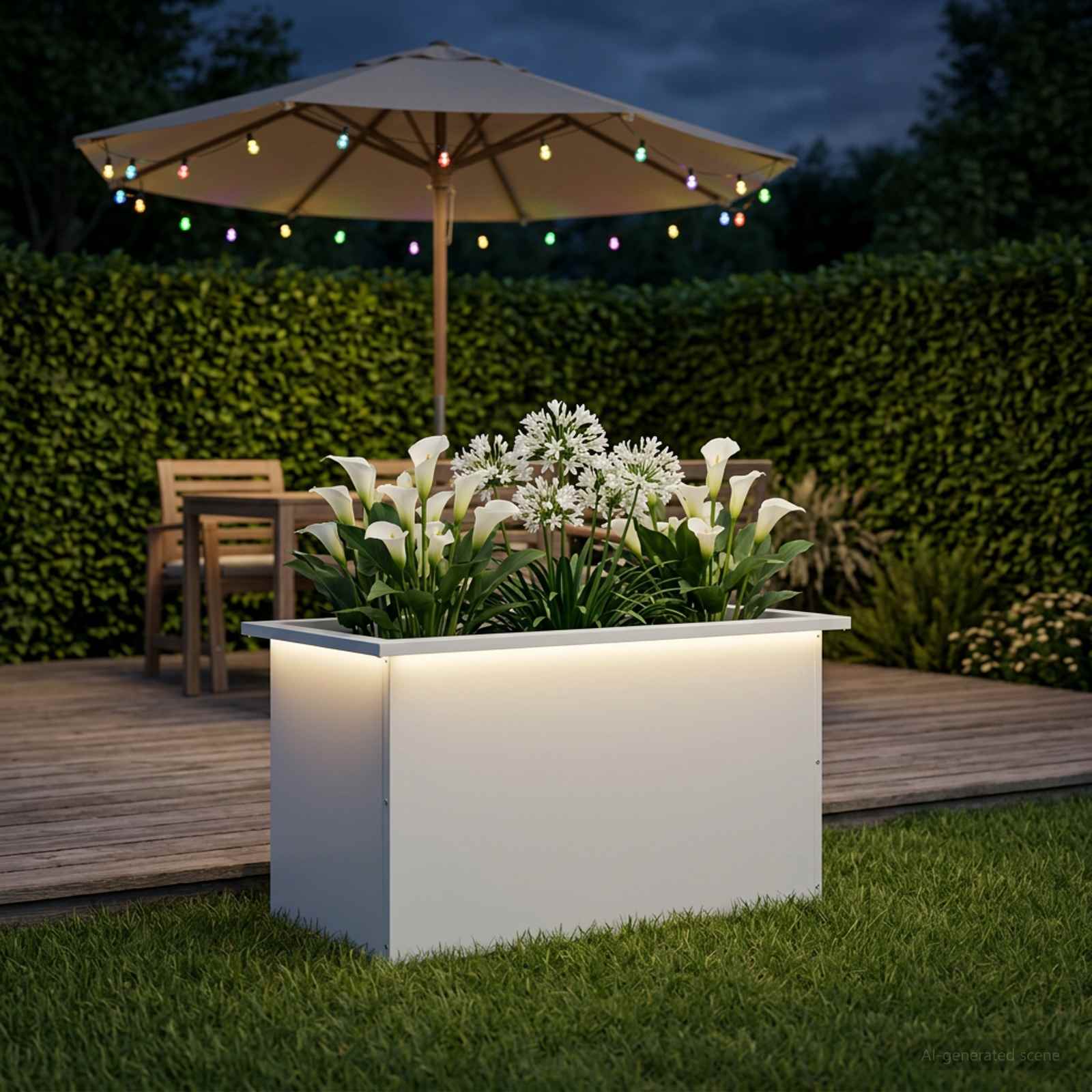 Fioriera da giardino con LED Bianco 40 x 80 x 40 cm Acciaio
