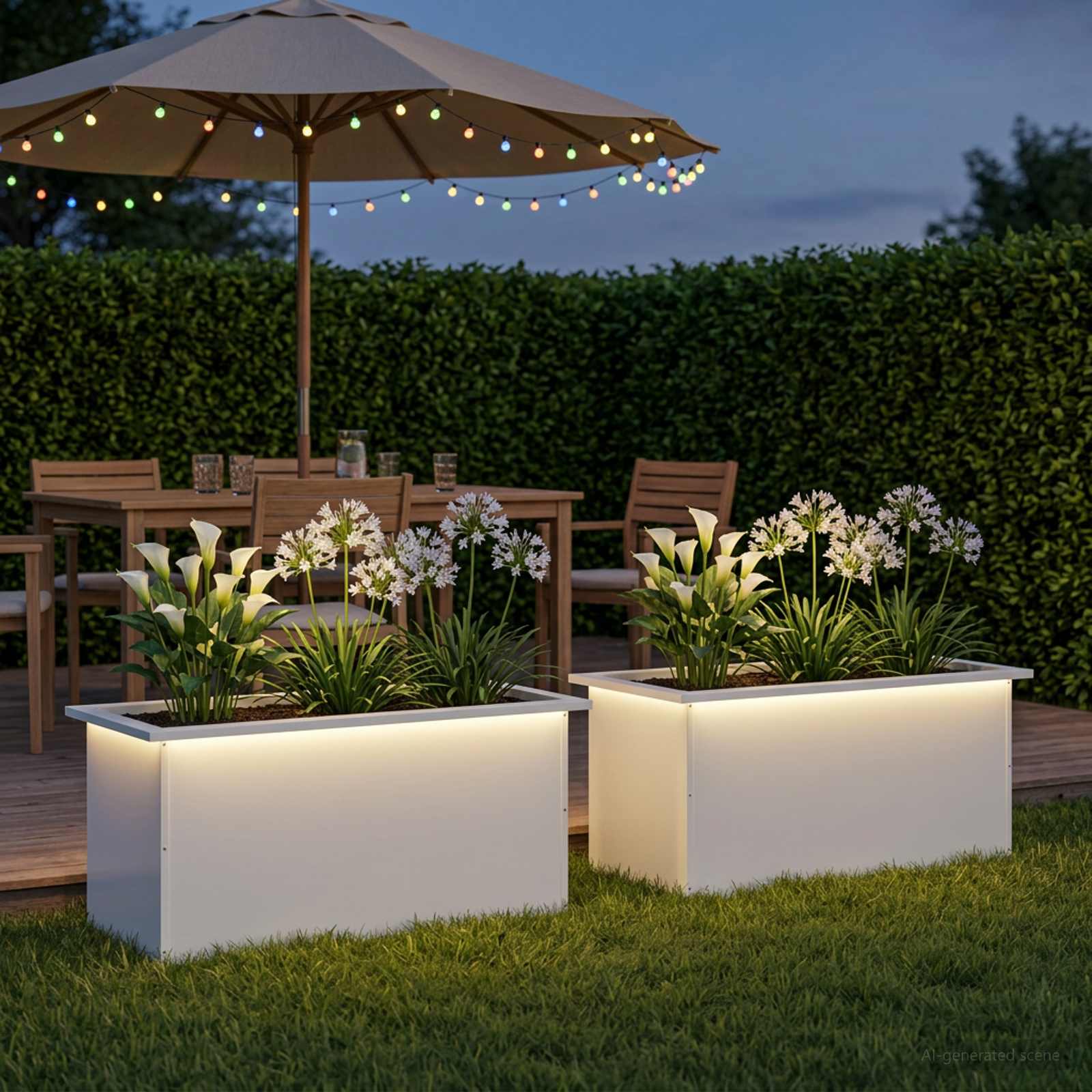 Fioriera da giardino con LED 2 pz Bianco 40 x 80 x 40 cm