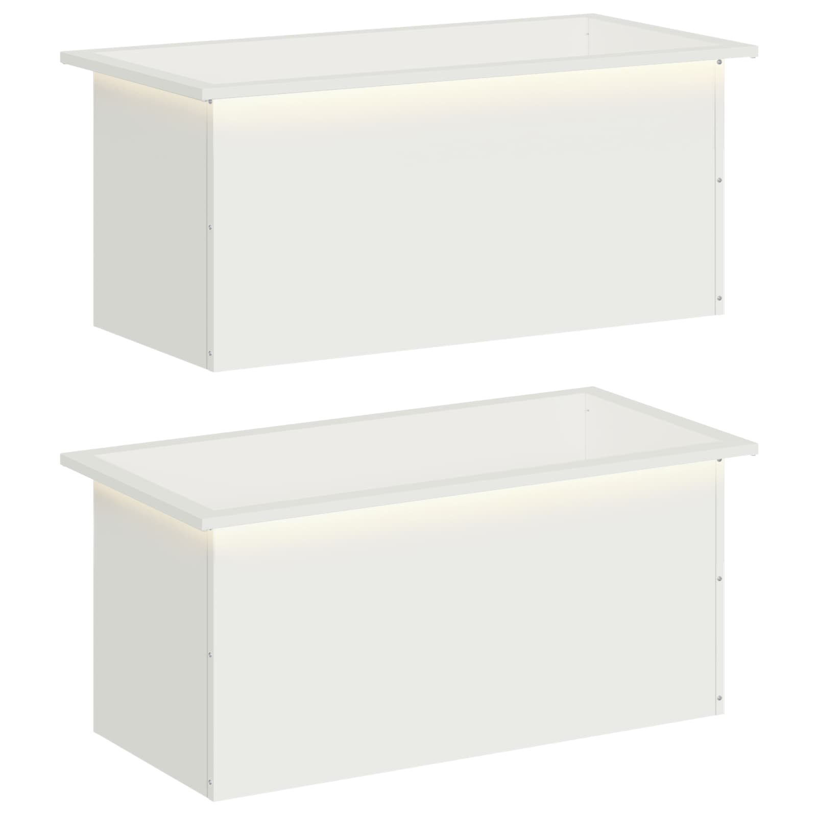 Fioriera da giardino con LED 2 pz Bianco 40 x 80 x 40 cm