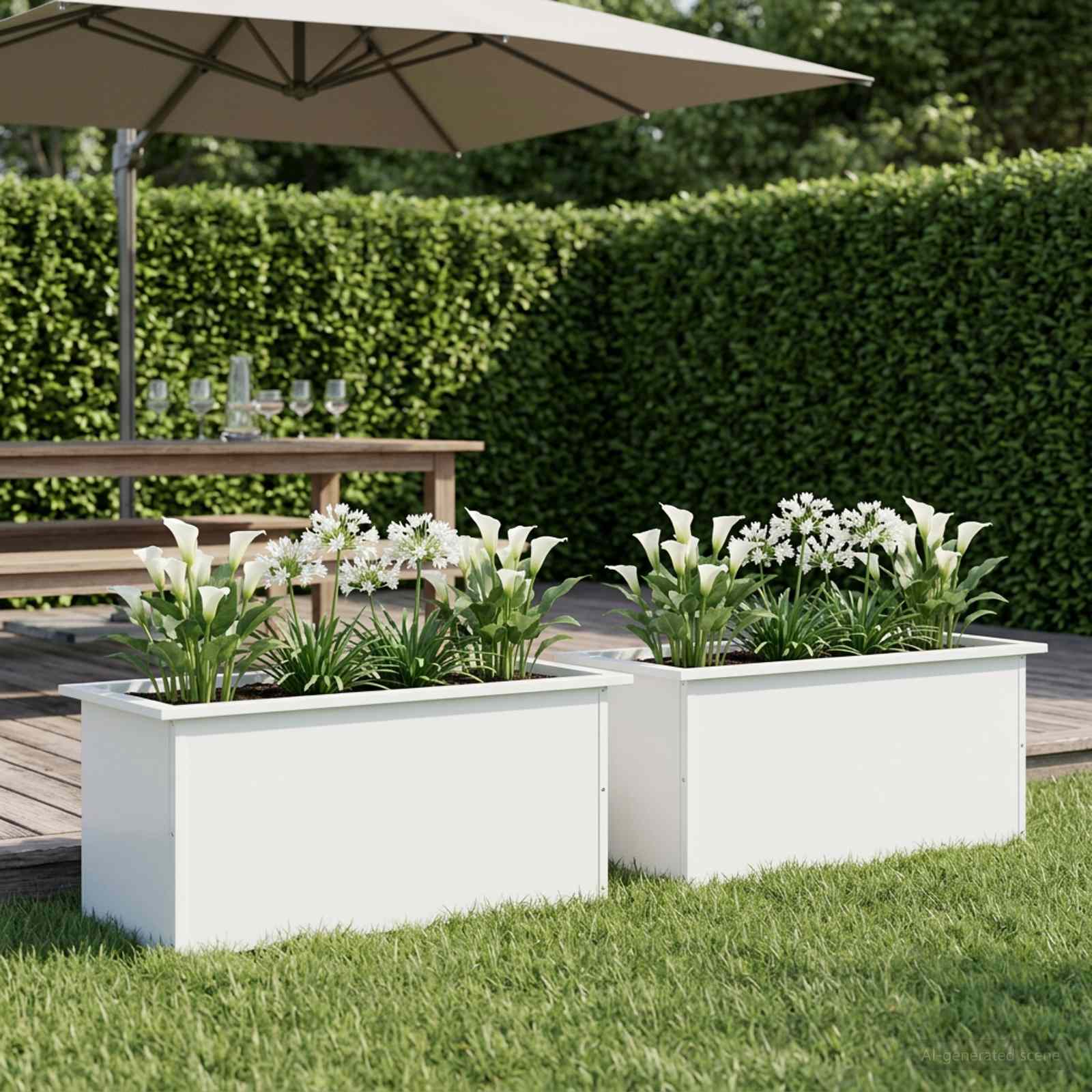 Fioriera da giardino con LED 2 pz Bianco 40 x 80 x 40 cm