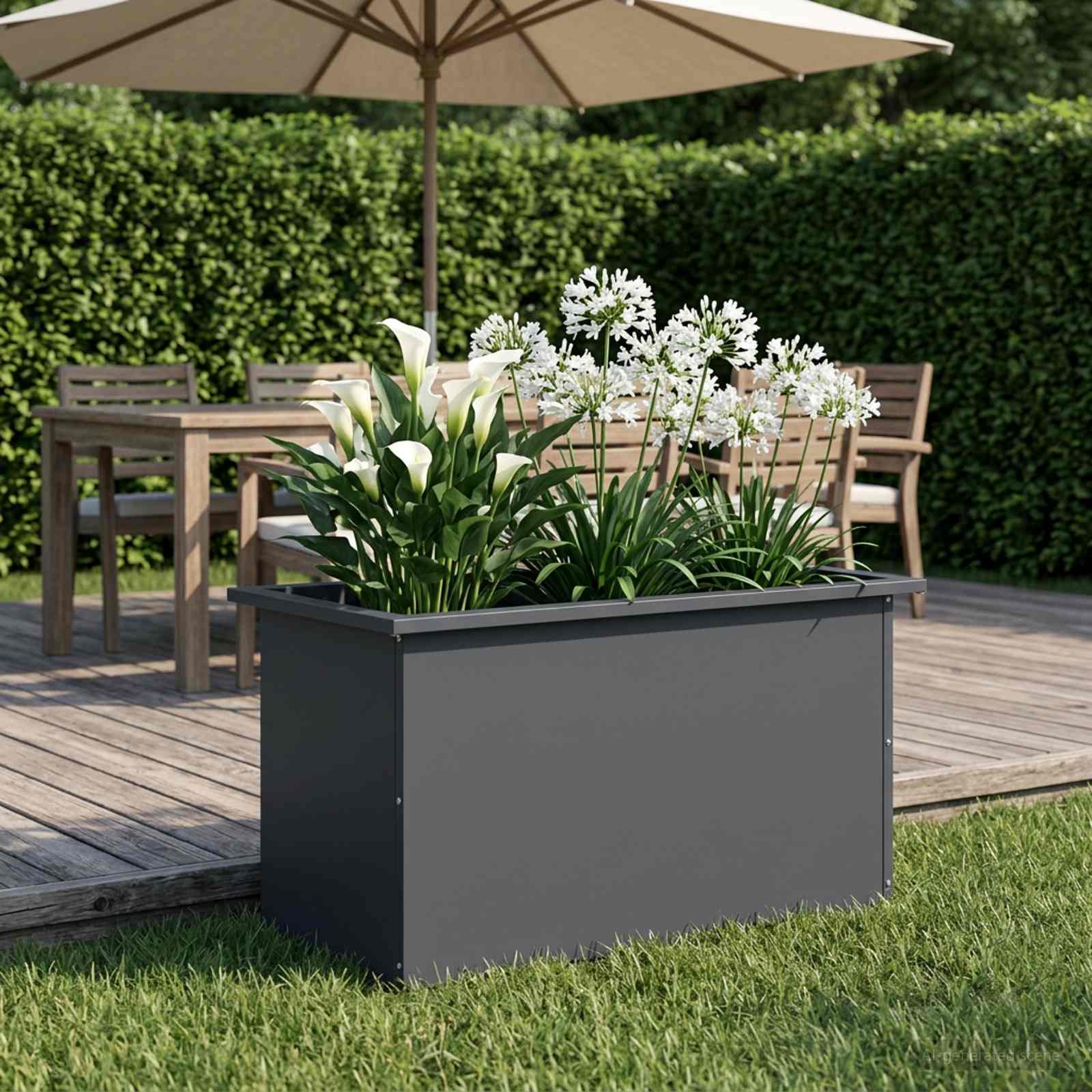 Fioriera da giardino con LED Antracite 40 x 80 x 40 cm Acciaio