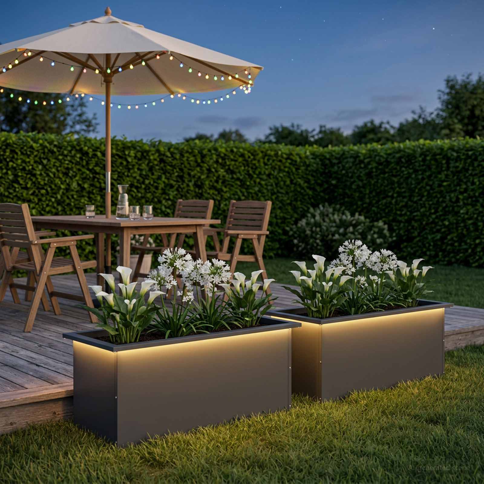 Fioriera da giardino con LED 2 pz Antracite 40 x 80 x 40 cm