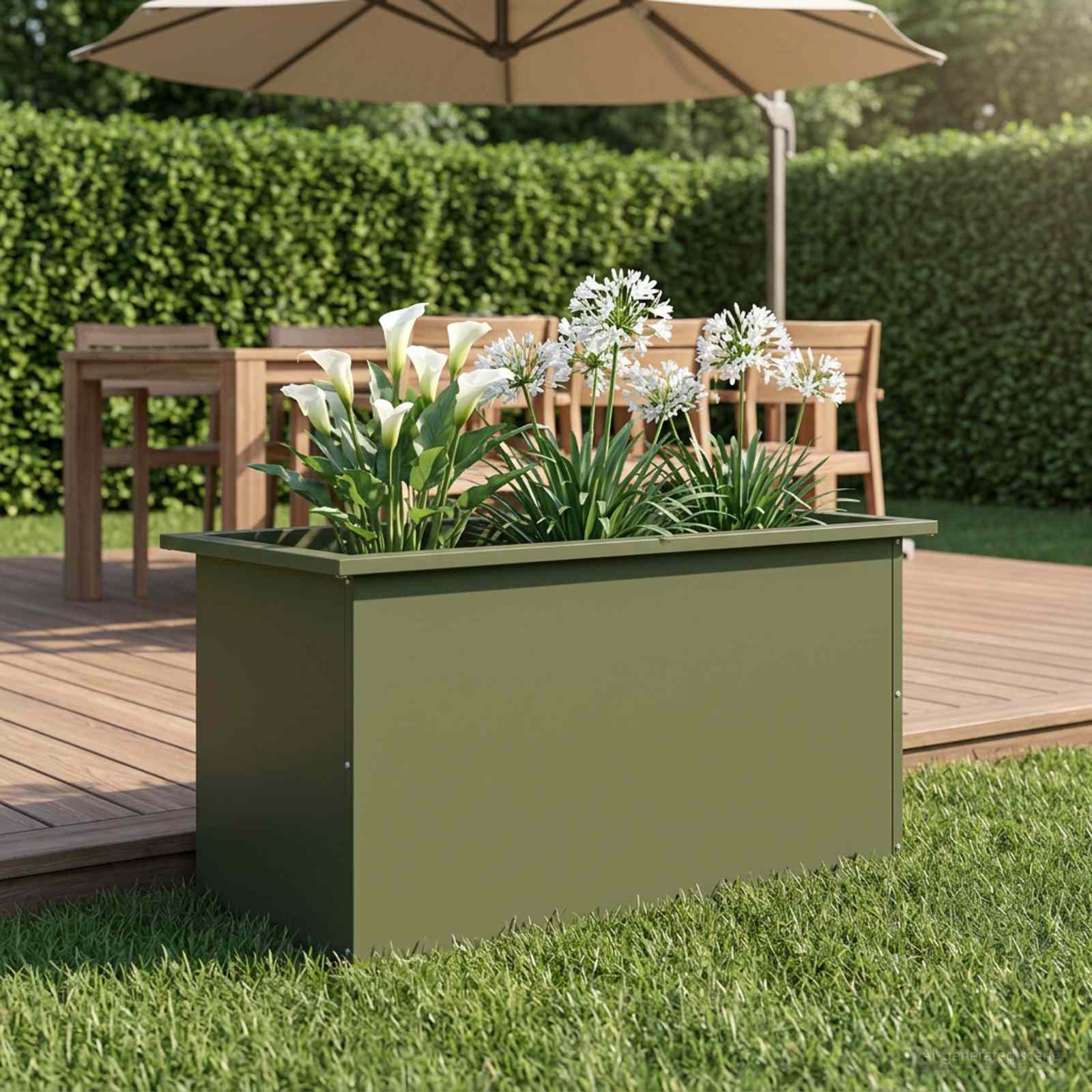 Fioriera da giardino con LED Verde Oliva 40 x 80 x 40 cm