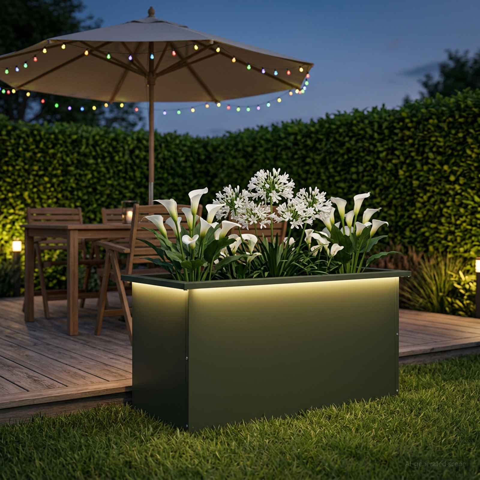 Fioriera da giardino con LED Verde Oliva 40 x 80 x 40 cm