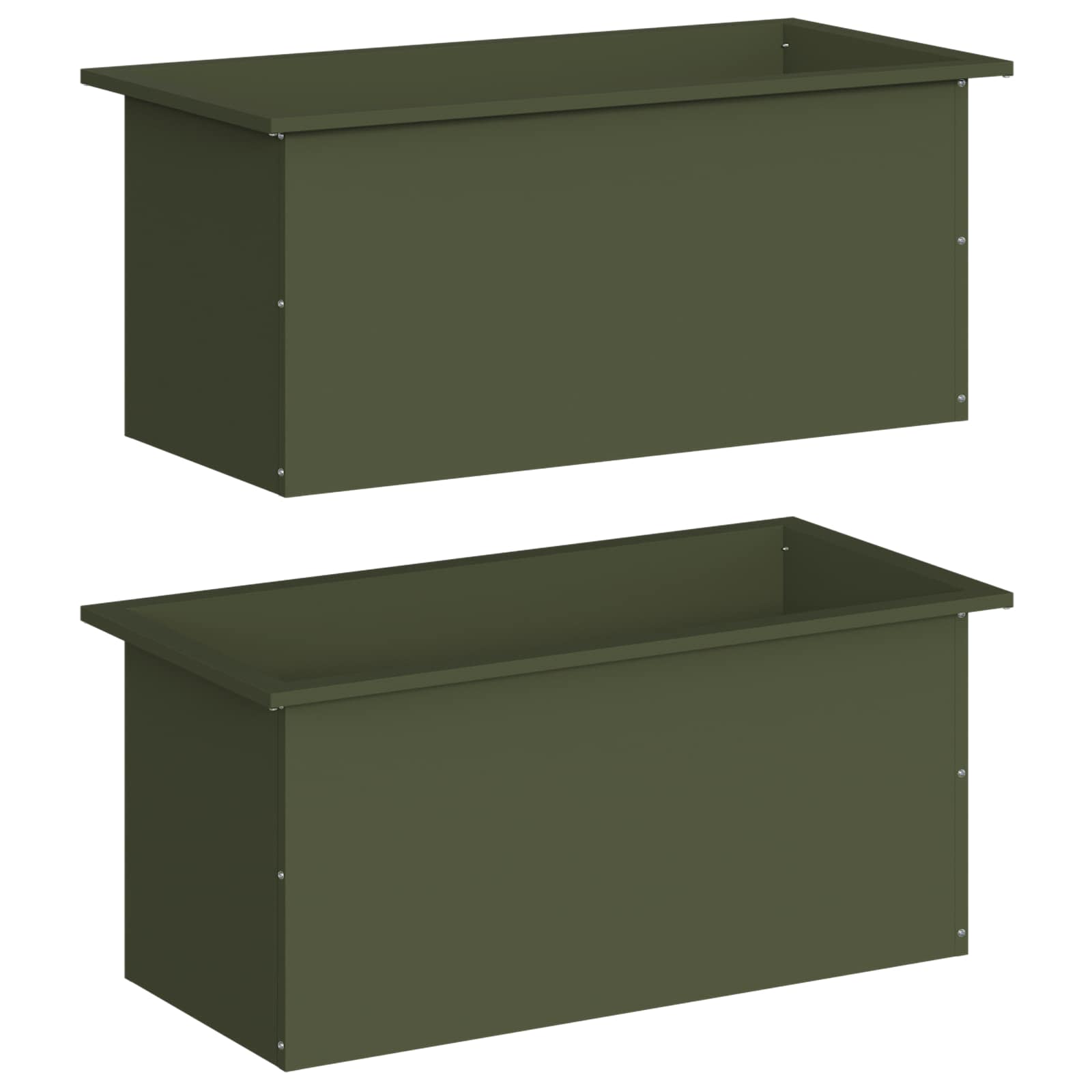 Fioriera da giardino con LED 2 pz Verde Oliva 40 x 80 x 40 cm