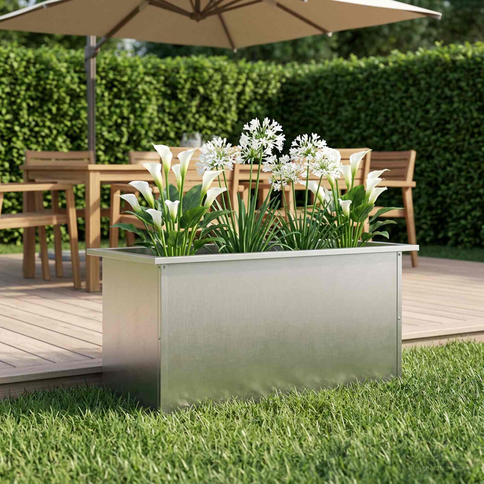 Fioriera da giardino con LED Argento 40 x 80 x 40 cm
