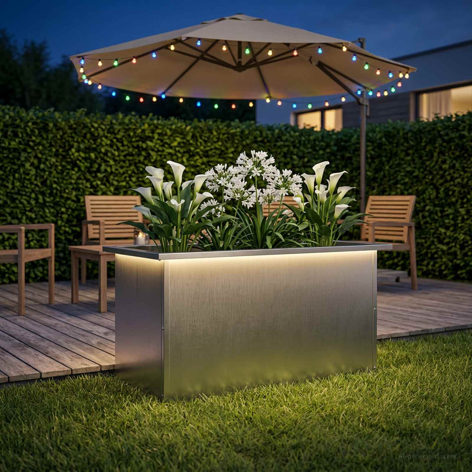 Fioriera da giardino con LED Argento 40 x 80 x 40 cm