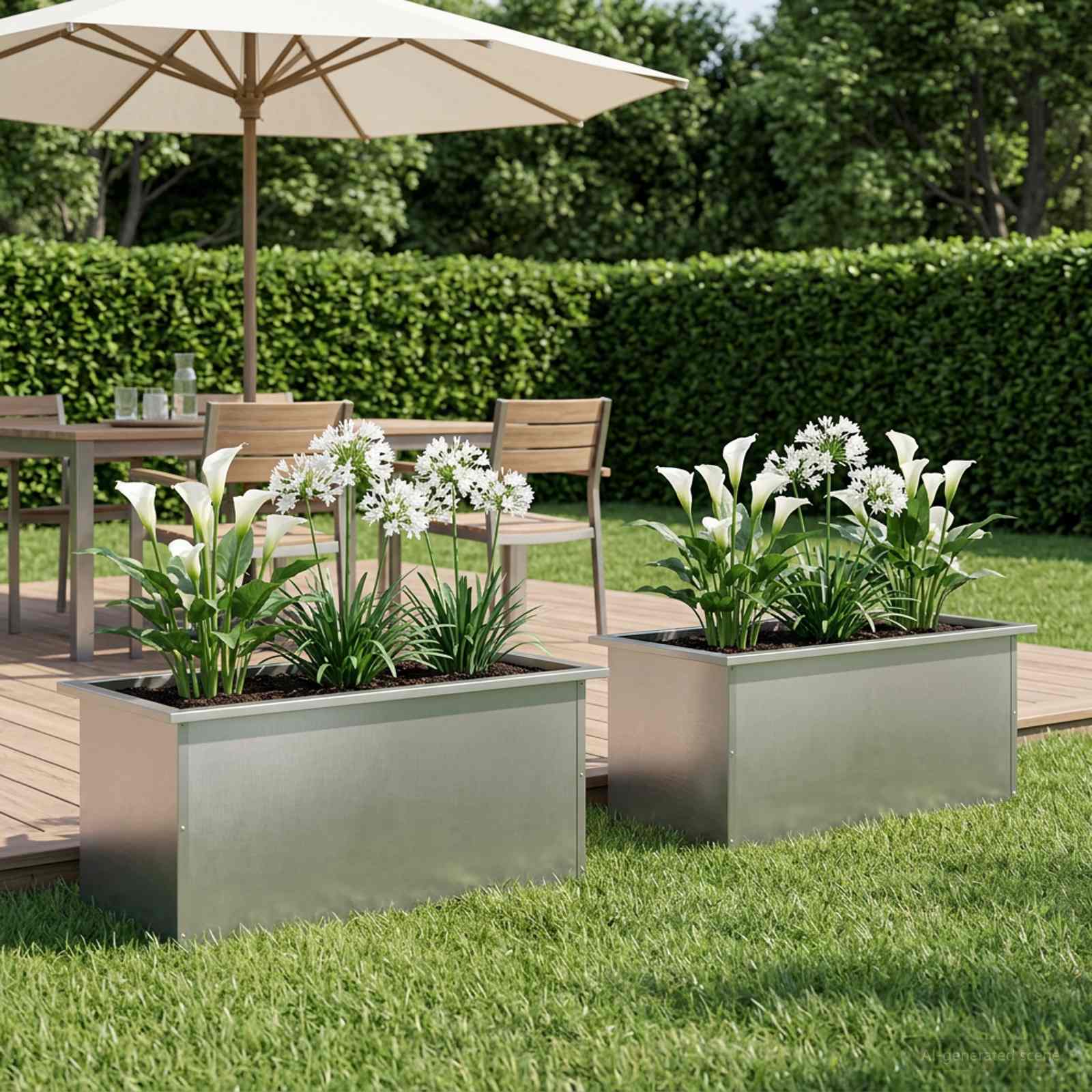 Fioriera da giardino con LED 2 pz Argento 40 x 80 x 40 cm