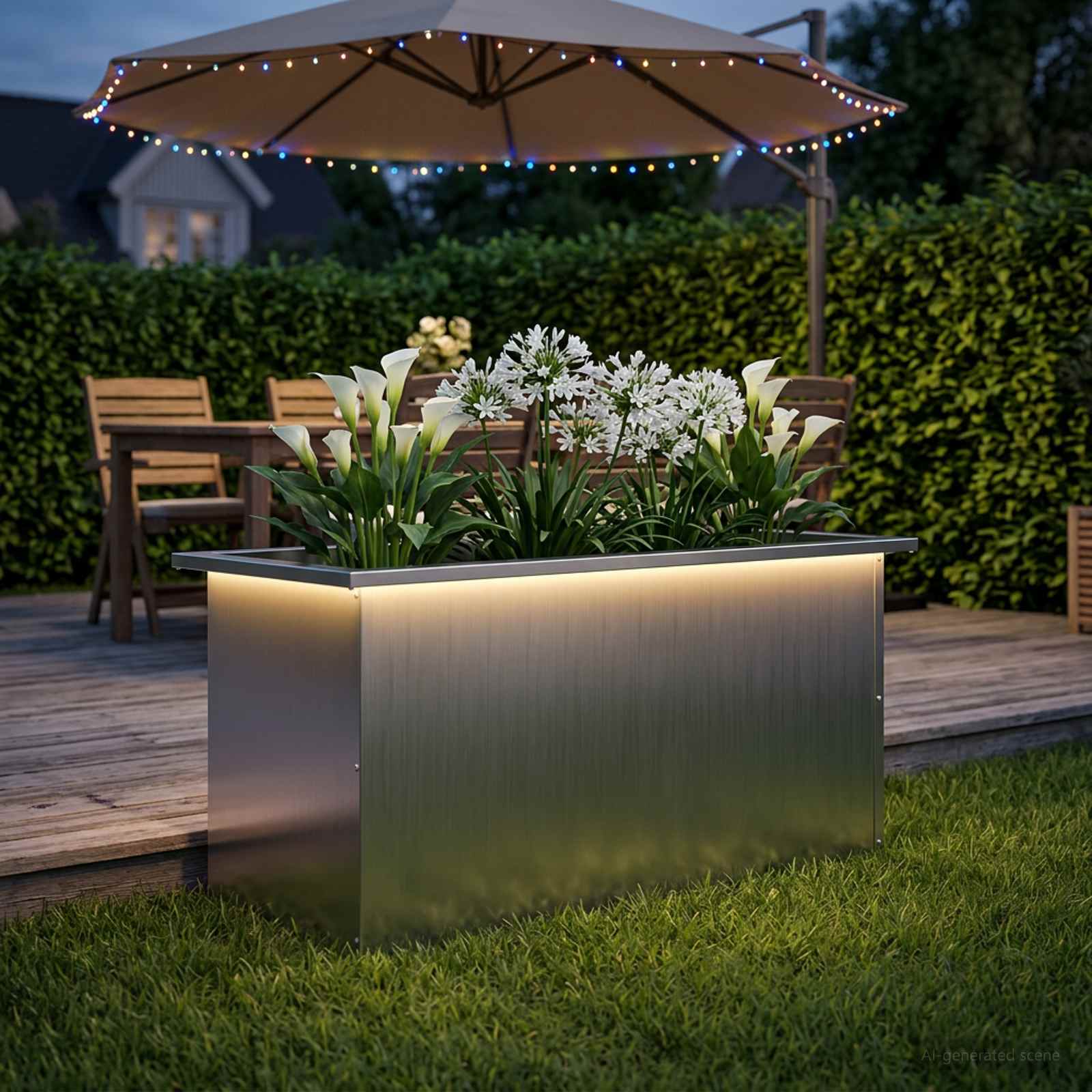 Fioriera da giardino con LED Argento 40 x 80 x 40 cm
