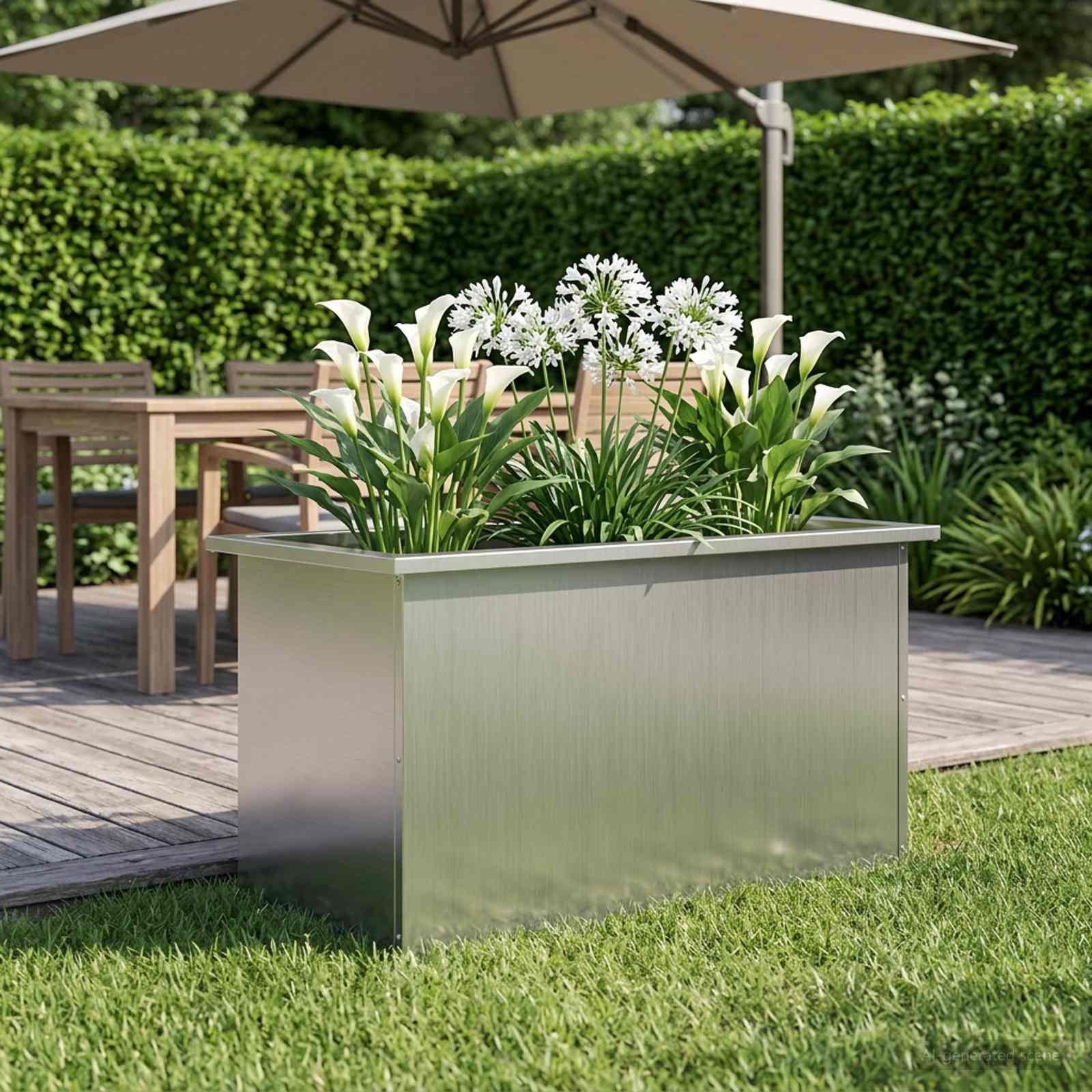 Fioriera da giardino con LED Argento 40 x 80 x 40 cm