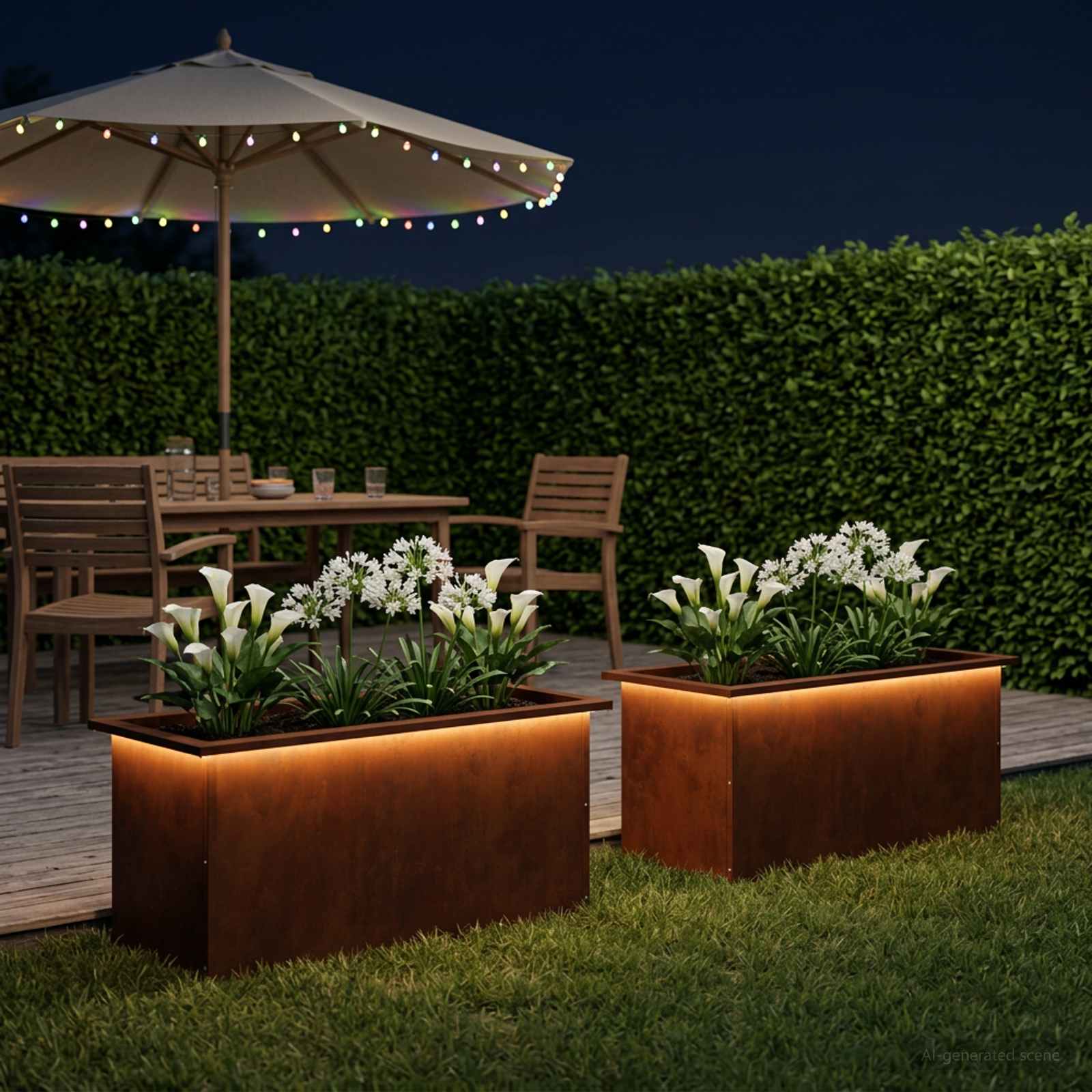 Fioriera da giardino con LED 2 pz Ruggine 40 x 80 x 40 cm