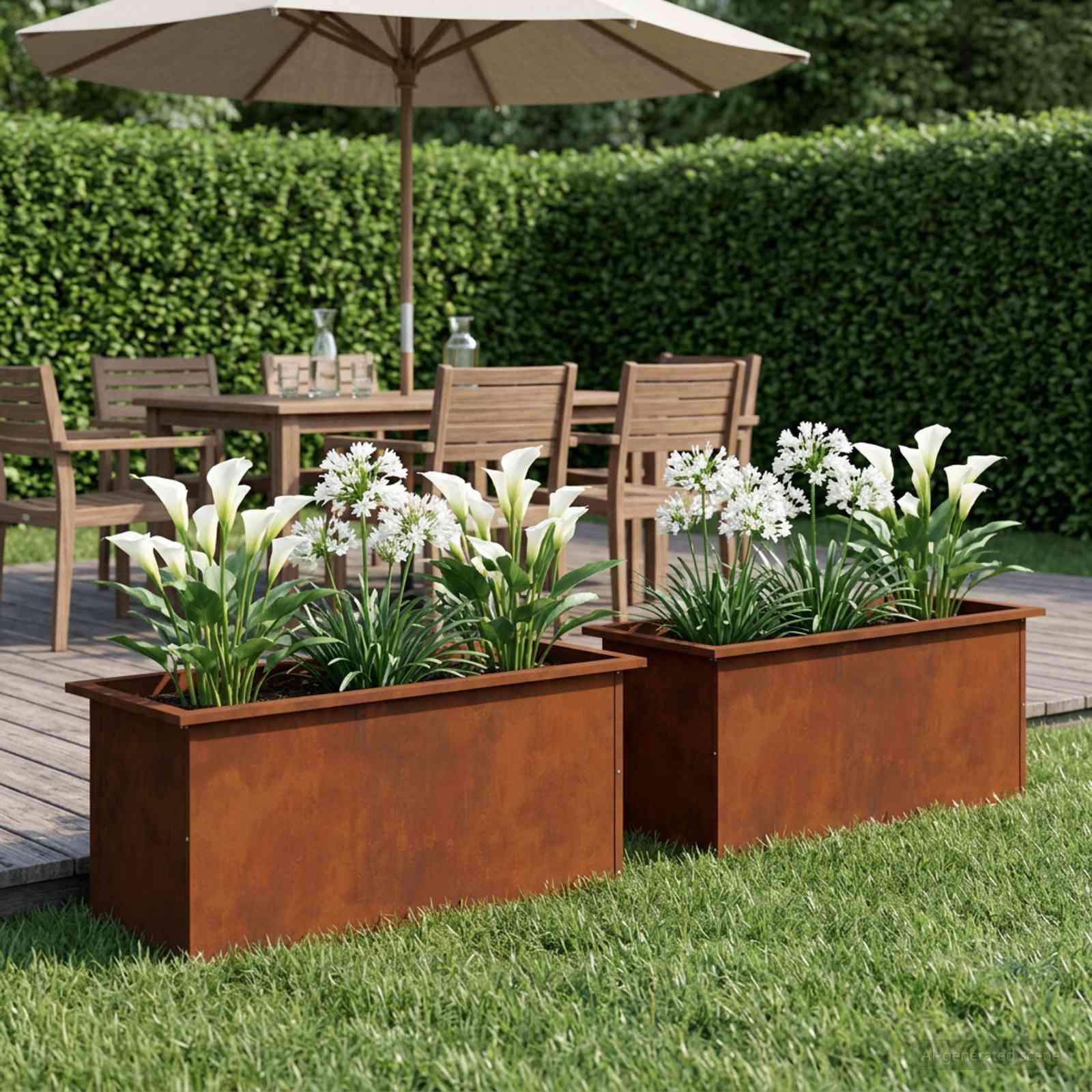 Fioriera da giardino con LED 2 pz Ruggine 40 x 80 x 40 cm