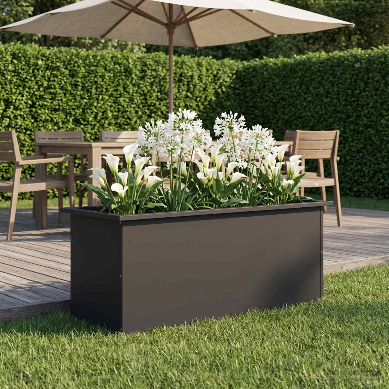 Fioriera da giardino con LED Nero 40 x 100 x 40 cm Acciaio