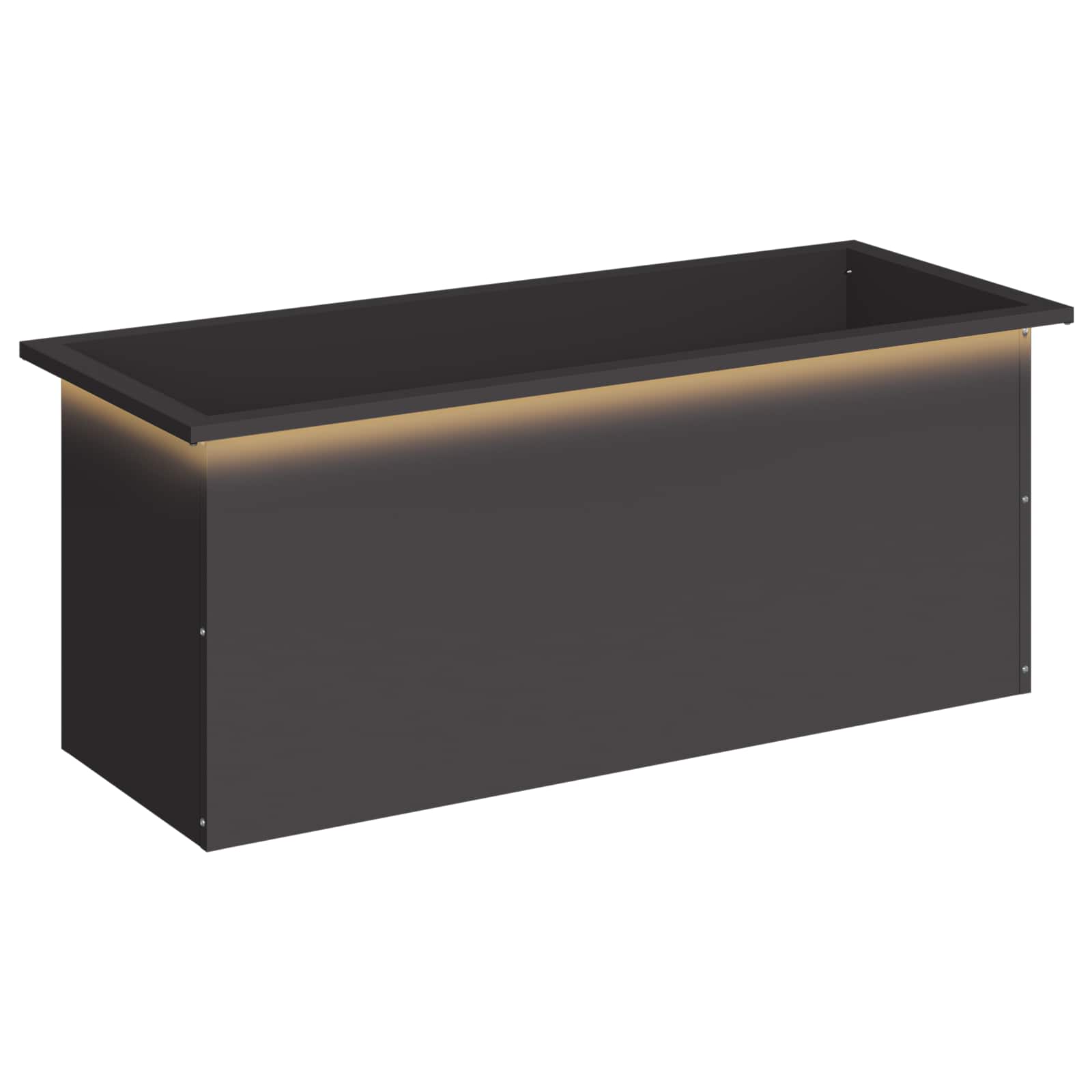 Fioriera da giardino con LED Nero 40 x 100 x 40 cm Acciaio
